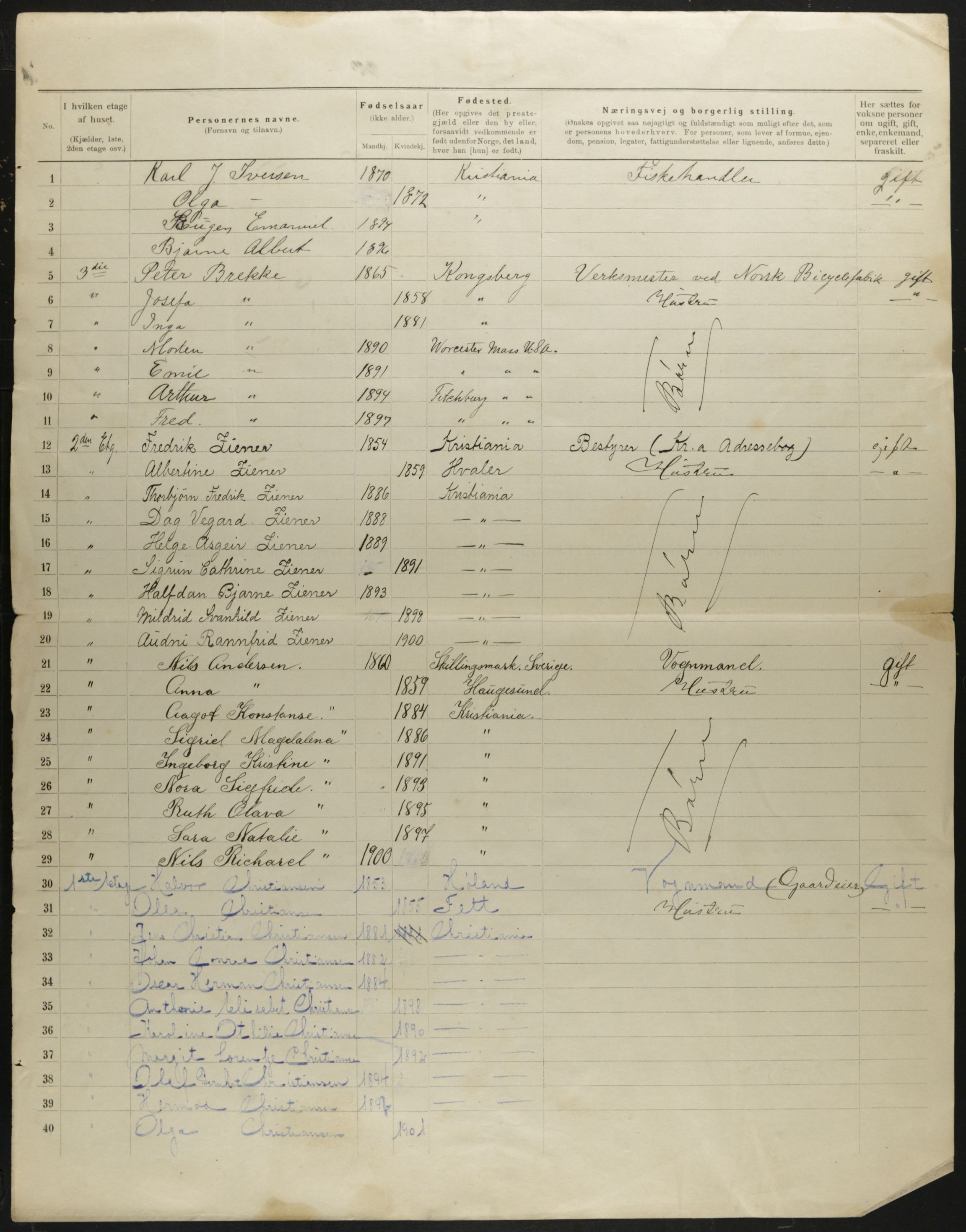 OBA, Municipal Census 1901 for Kristiania, 1901, p. 270