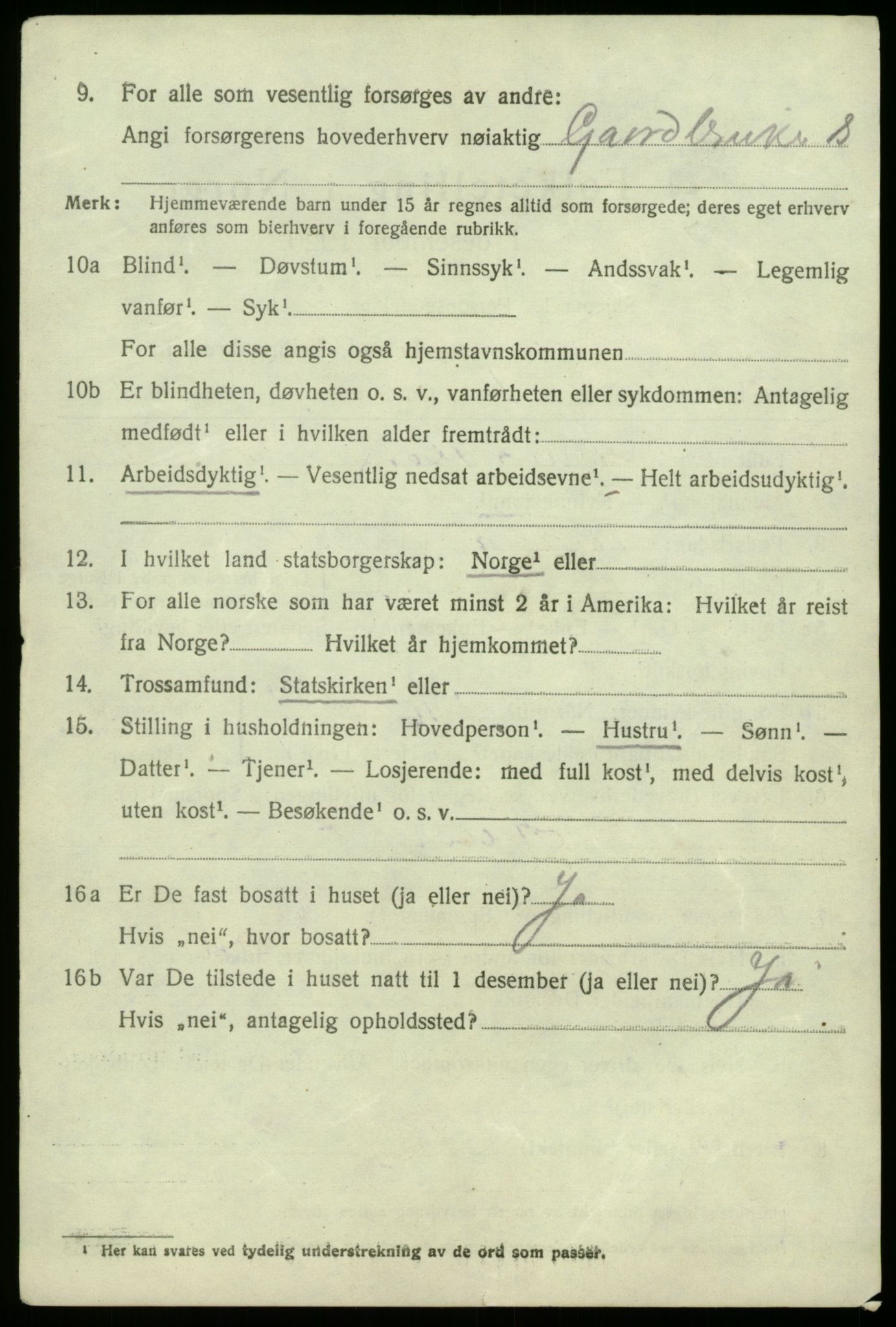 SAB, 1920 census for Fana, 1920, p. 3624