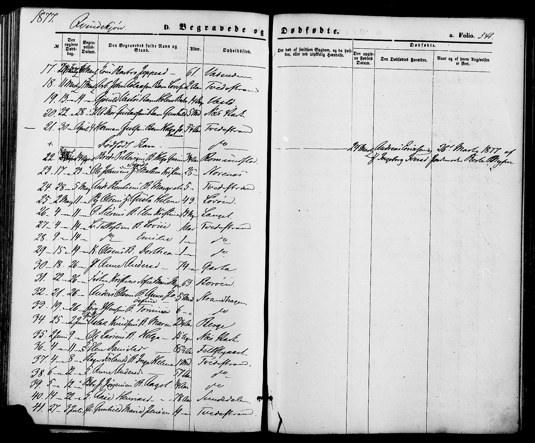 Holt sokneprestkontor, AV/SAK-1111-0021/F/Fa/L0010: Parish register (official) no. A 10, 1872-1885, p. 348