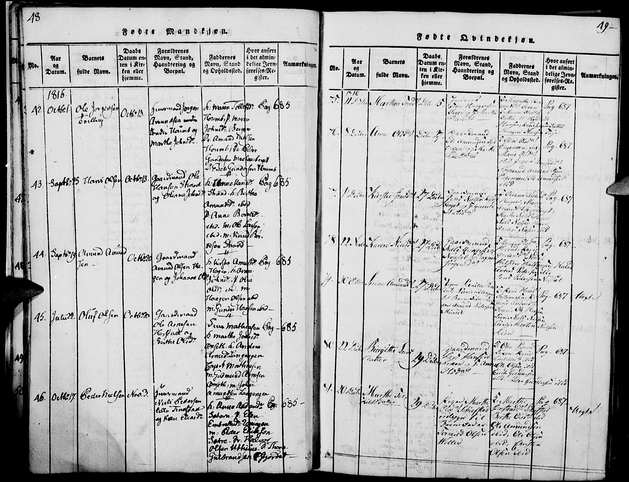 Elverum prestekontor, AV/SAH-PREST-044/H/Ha/Haa/L0007: Parish register (official) no. 7, 1815-1830, p. 48-49