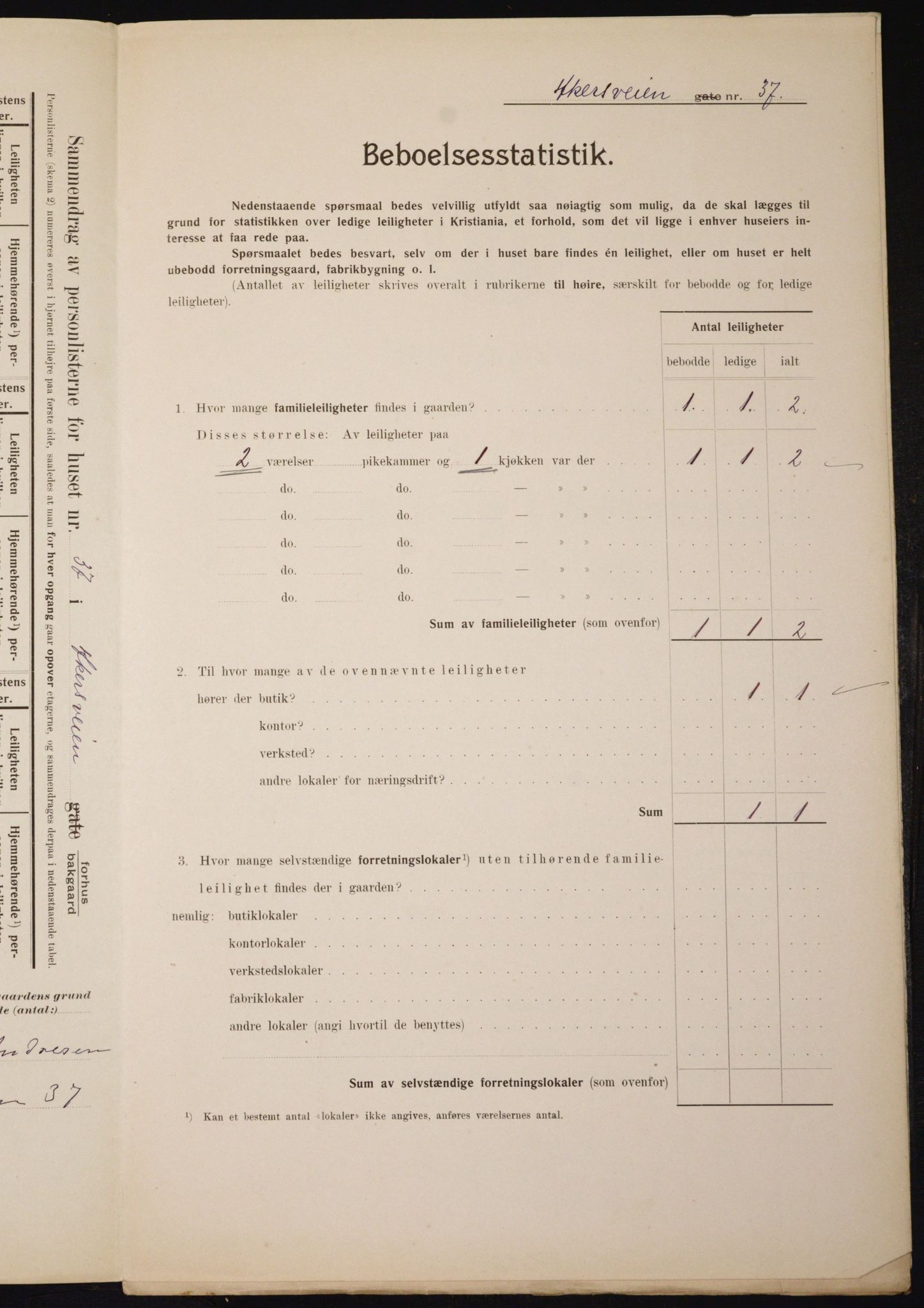 OBA, Municipal Census 1910 for Kristiania, 1910, p. 991