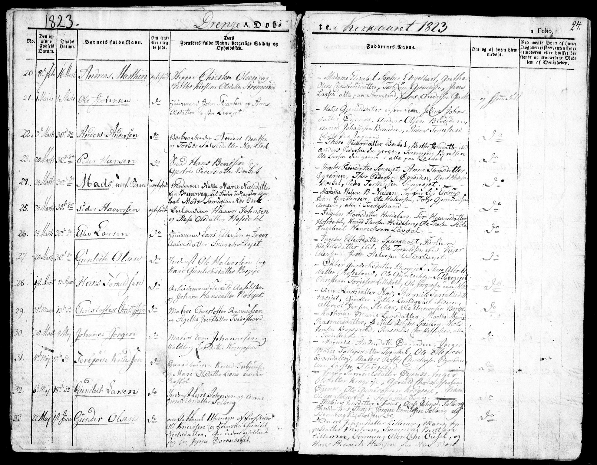 Holt sokneprestkontor, AV/SAK-1111-0021/F/Fa/L0006: Parish register (official) no. A 6, 1820-1835, p. 24