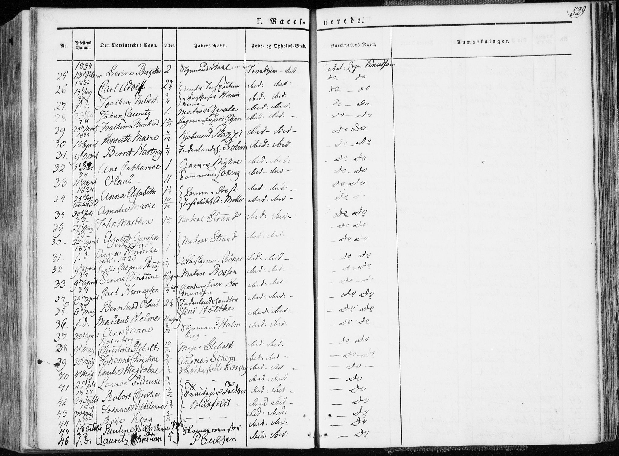 Ministerialprotokoller, klokkerbøker og fødselsregistre - Sør-Trøndelag, SAT/A-1456/601/L0047: Parish register (official) no. 601A15, 1831-1839, p. 529