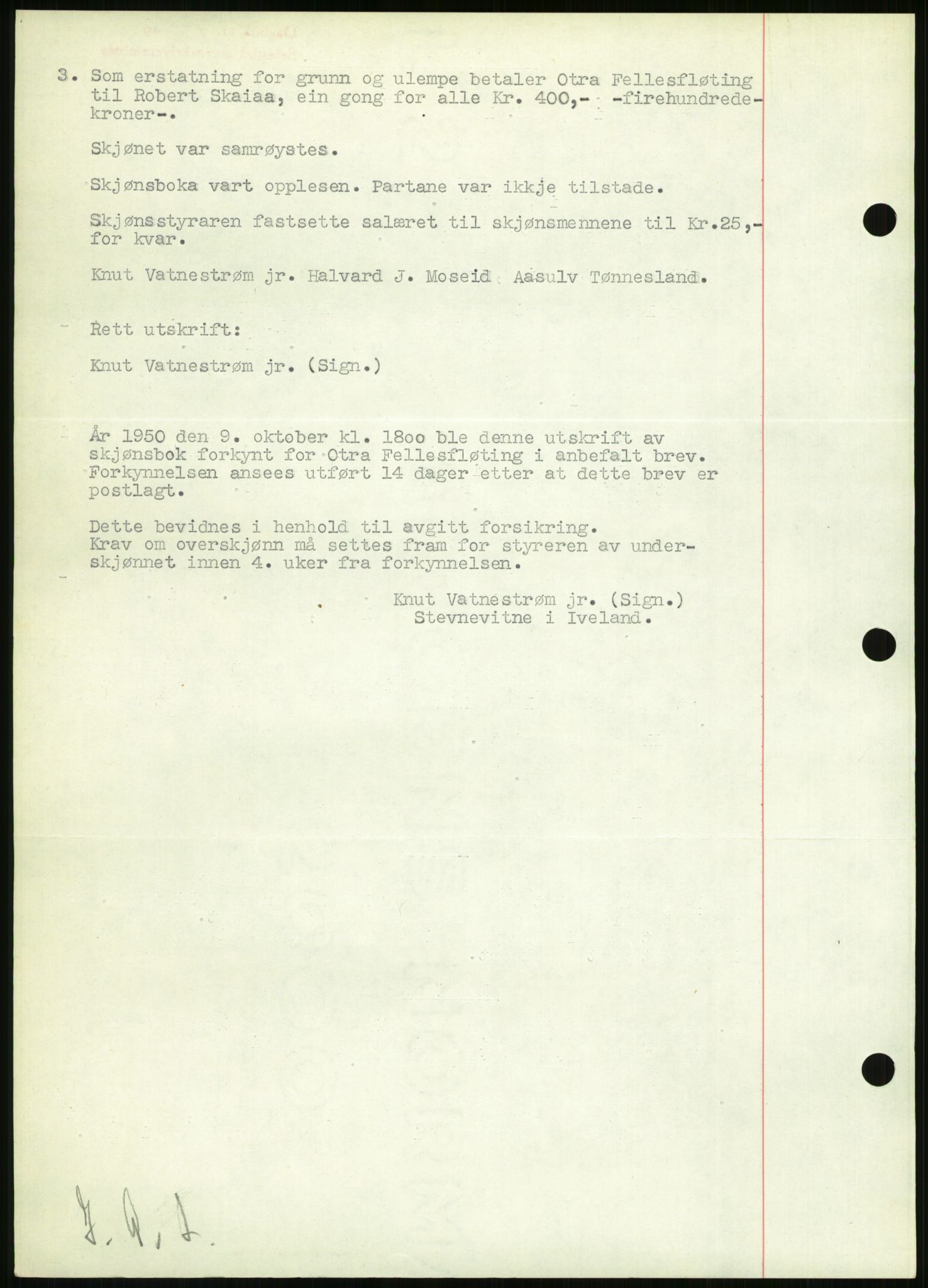Setesdal sorenskriveri, SAK/1221-0011/G/Gb/L0050: Mortgage book no. B 38, 1949-1952, Diary no: : 432/1951