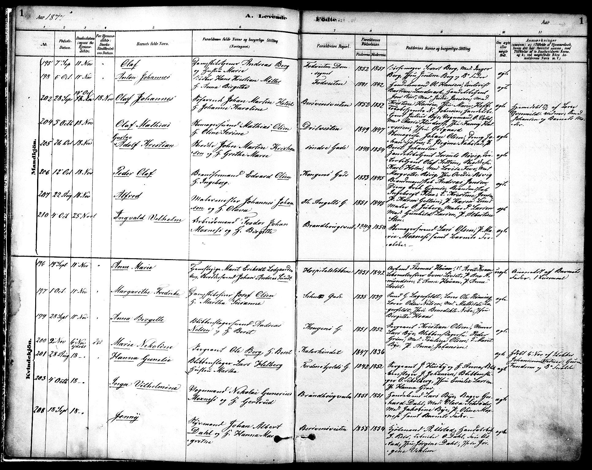 Ministerialprotokoller, klokkerbøker og fødselsregistre - Sør-Trøndelag, SAT/A-1456/601/L0057: Parish register (official) no. 601A25, 1877-1891, p. 1