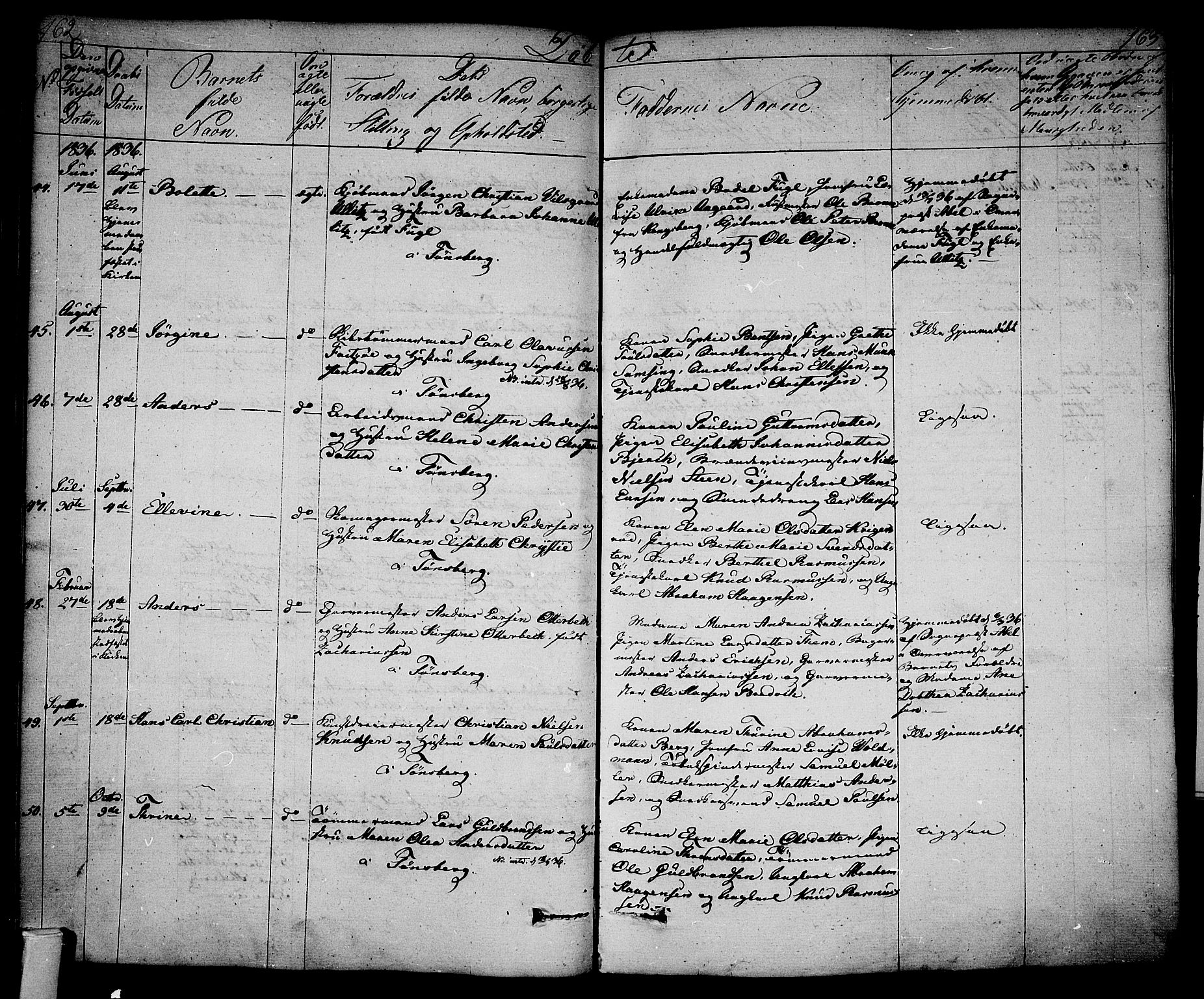 Tønsberg kirkebøker, AV/SAKO-A-330/F/Fa/L0005: Parish register (official) no. I 5, 1827-1836, p. 162-163