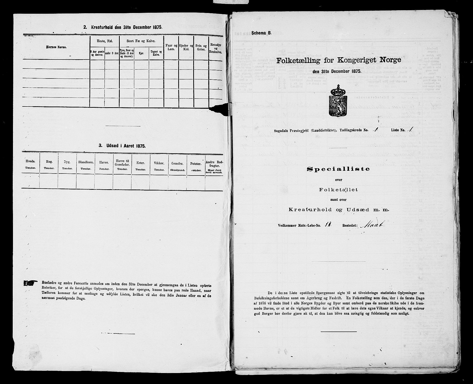 SAST, 1875 census for 1111L Sokndal/Sokndal, 1875, p. 54