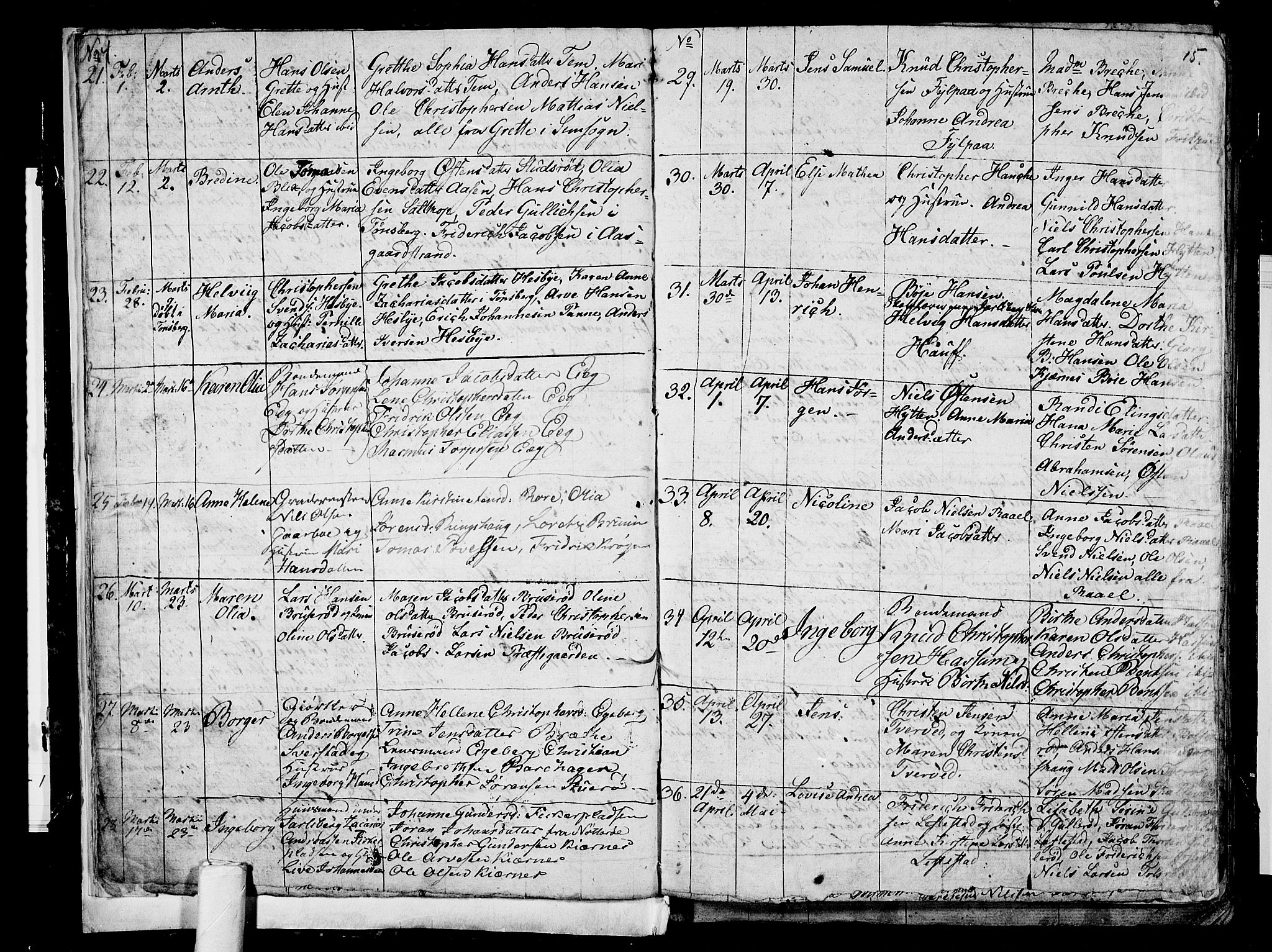 Sem kirkebøker, SAKO/A-5/G/Ga/L0002: Parish register (copy) no. I 2, 1826-1844, p. 14-15