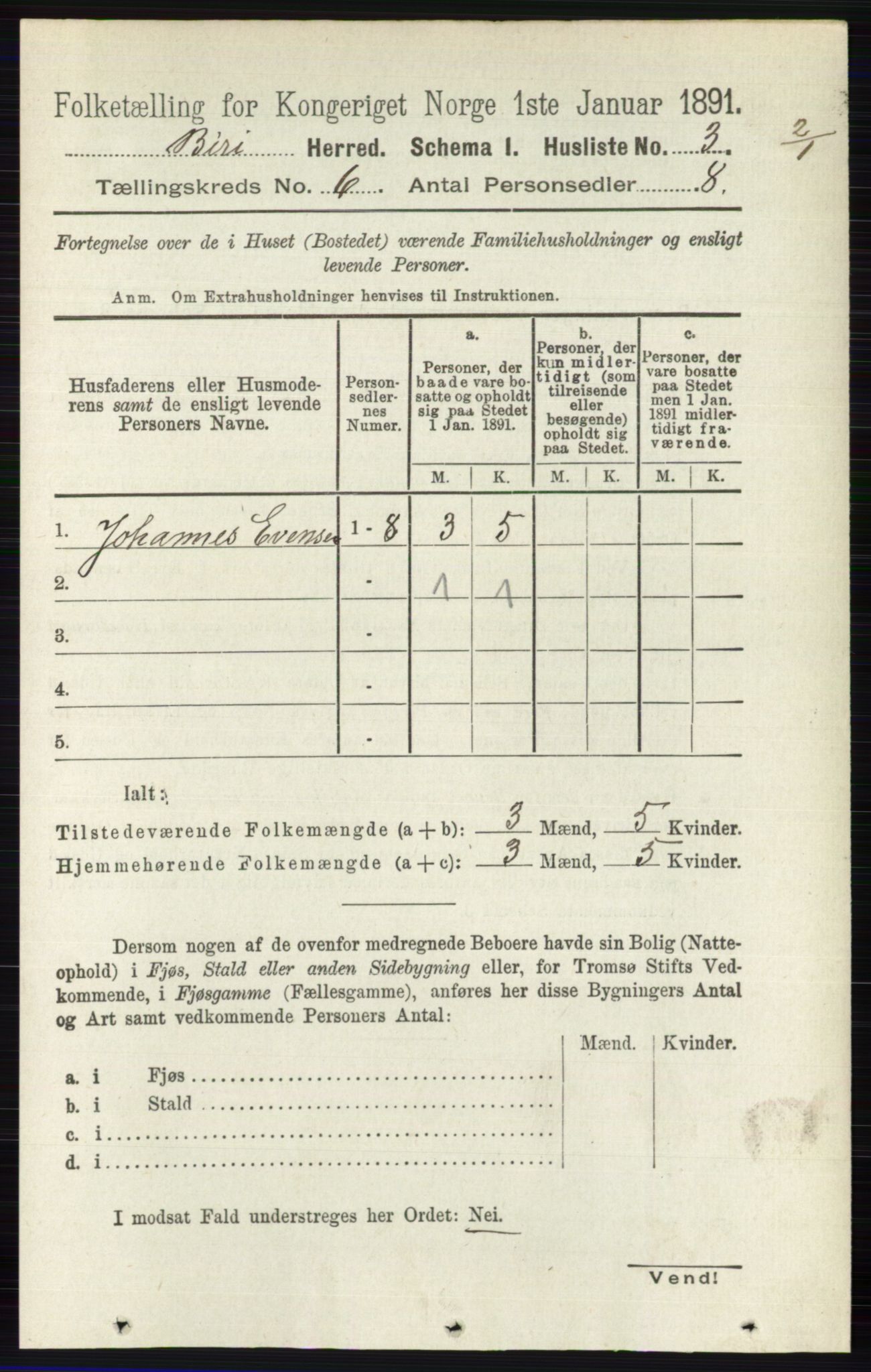 RA, 1891 census for 0525 Biri, 1891, p. 2088