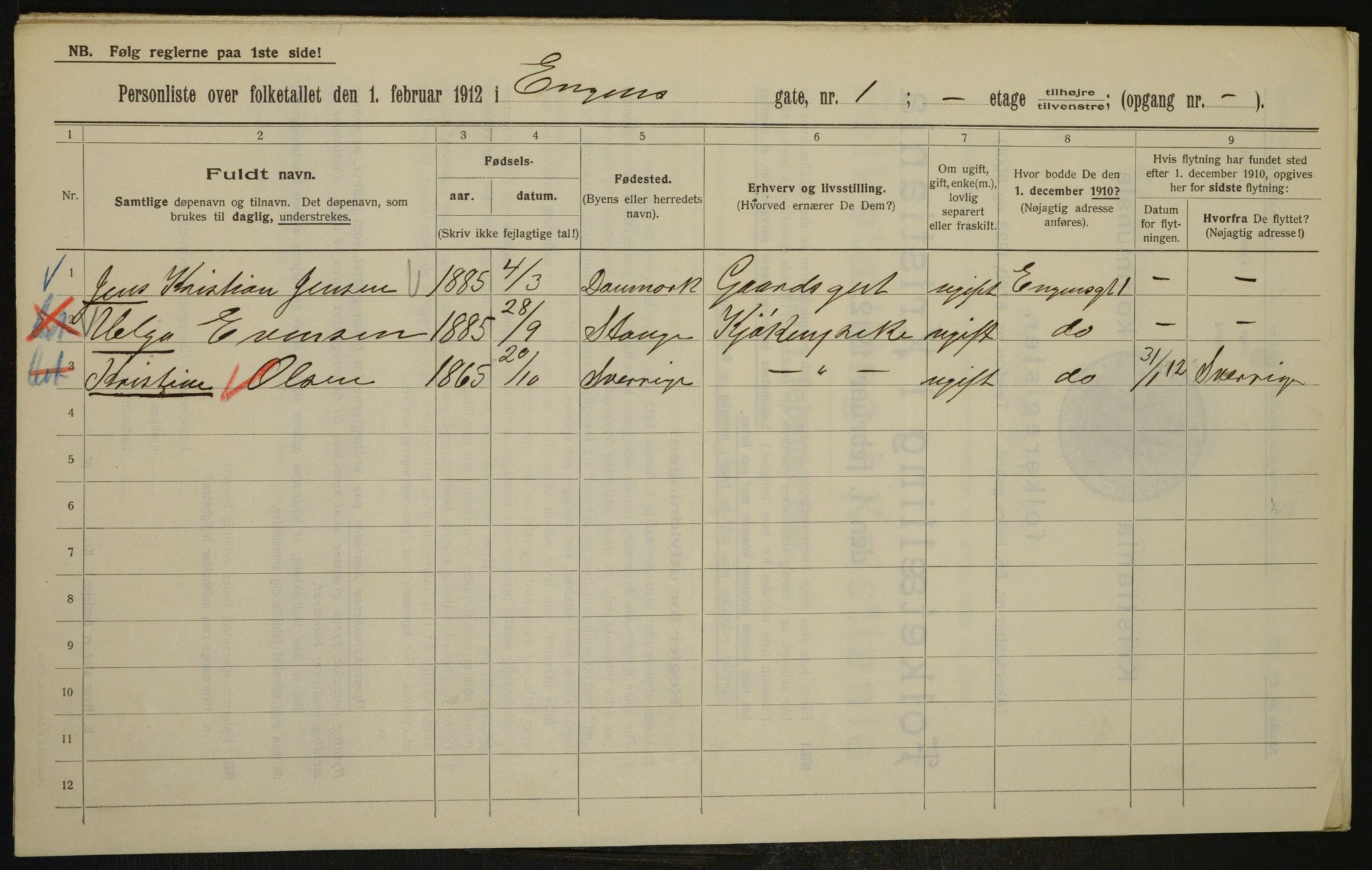 OBA, Municipal Census 1912 for Kristiania, 1912, p. 21666