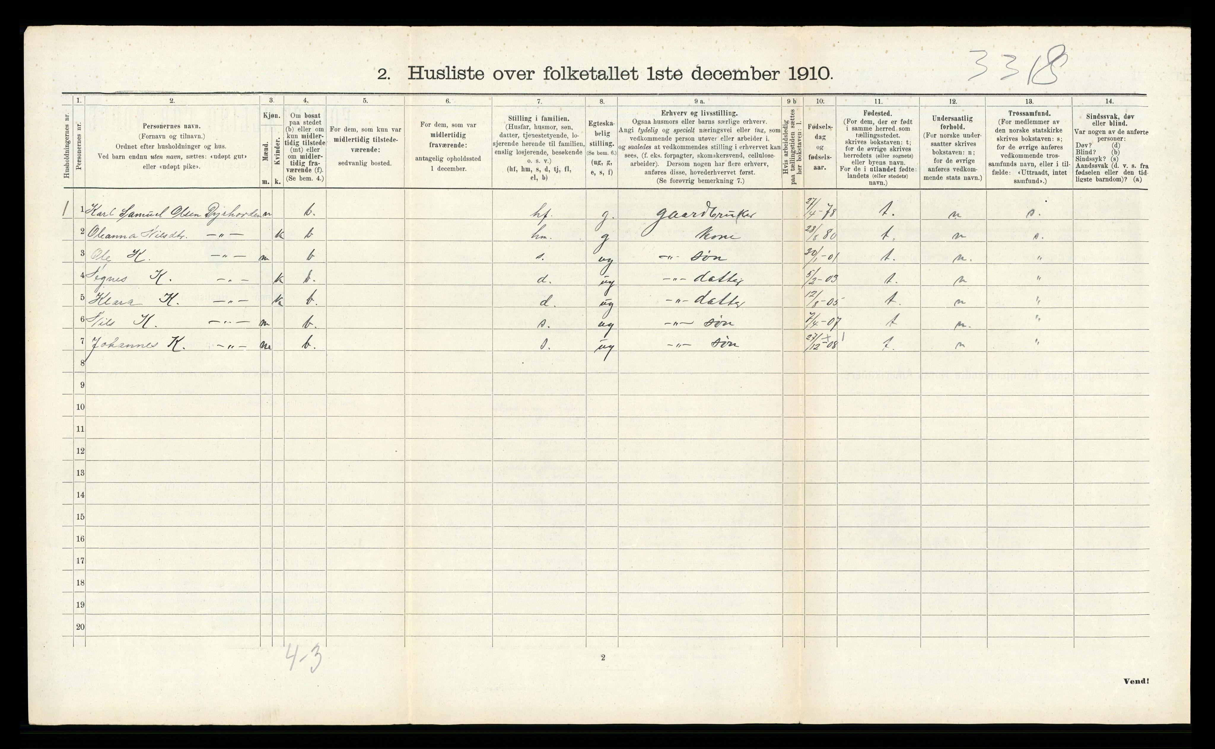 RA, 1910 census for Samnanger, 1910, p. 676