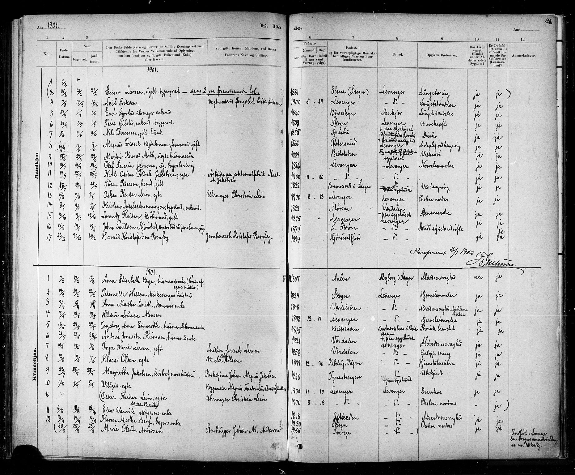 Ministerialprotokoller, klokkerbøker og fødselsregistre - Nord-Trøndelag, AV/SAT-A-1458/720/L0192: Parish register (copy) no. 720C01, 1880-1917, p. 123