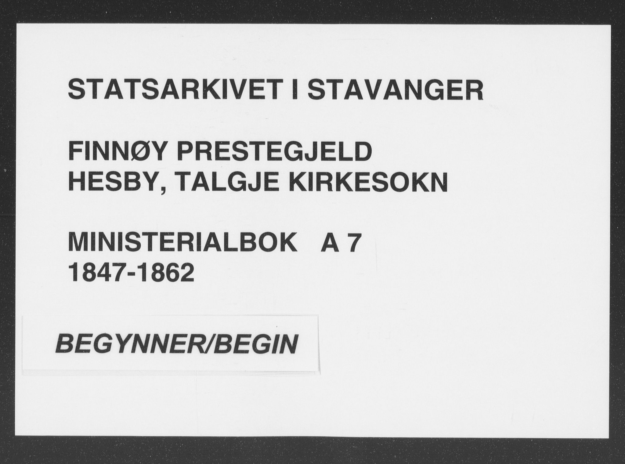 Finnøy sokneprestkontor, SAST/A-101825/H/Ha/Haa/L0007: Parish register (official) no. A 7, 1847-1862