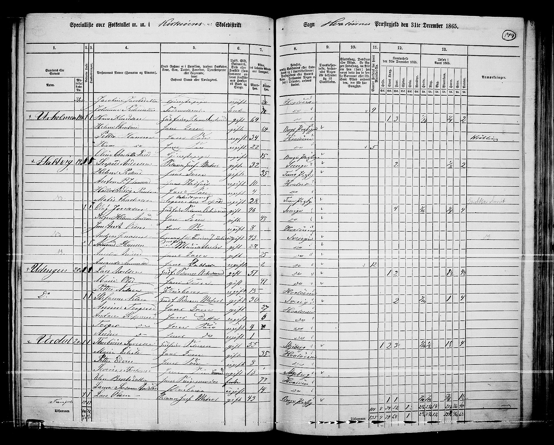 RA, 1865 census for Hvaler, 1865, p. 22