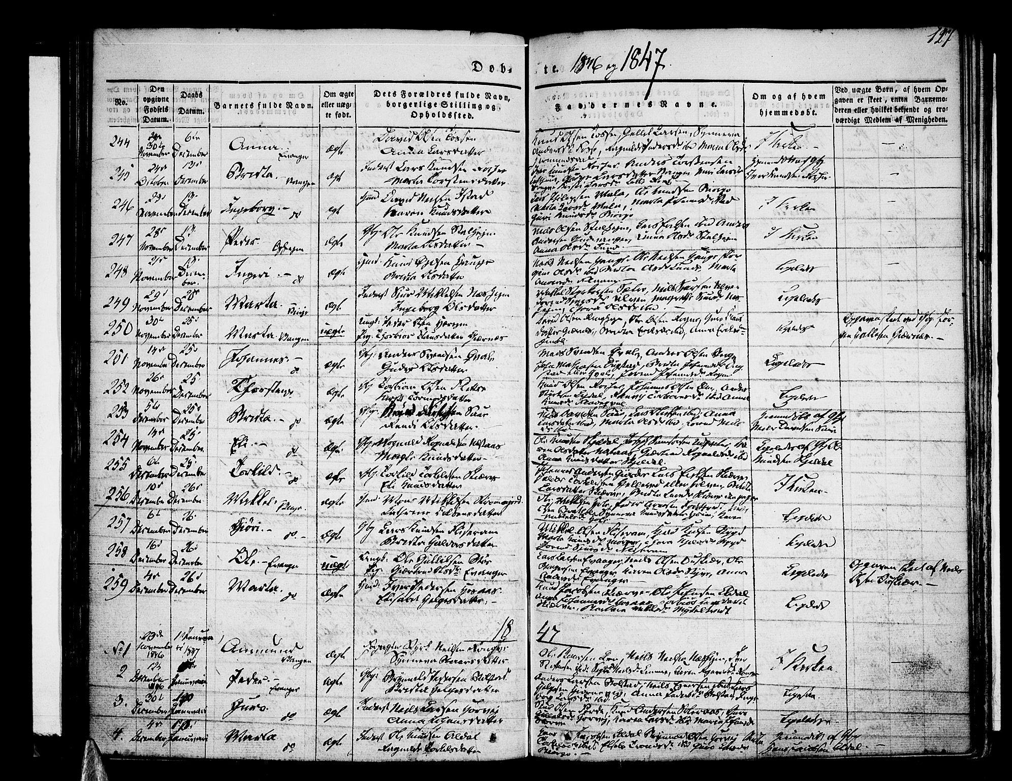 Voss sokneprestembete, SAB/A-79001/H/Haa: Parish register (official) no. A 13, 1836-1851, p. 127