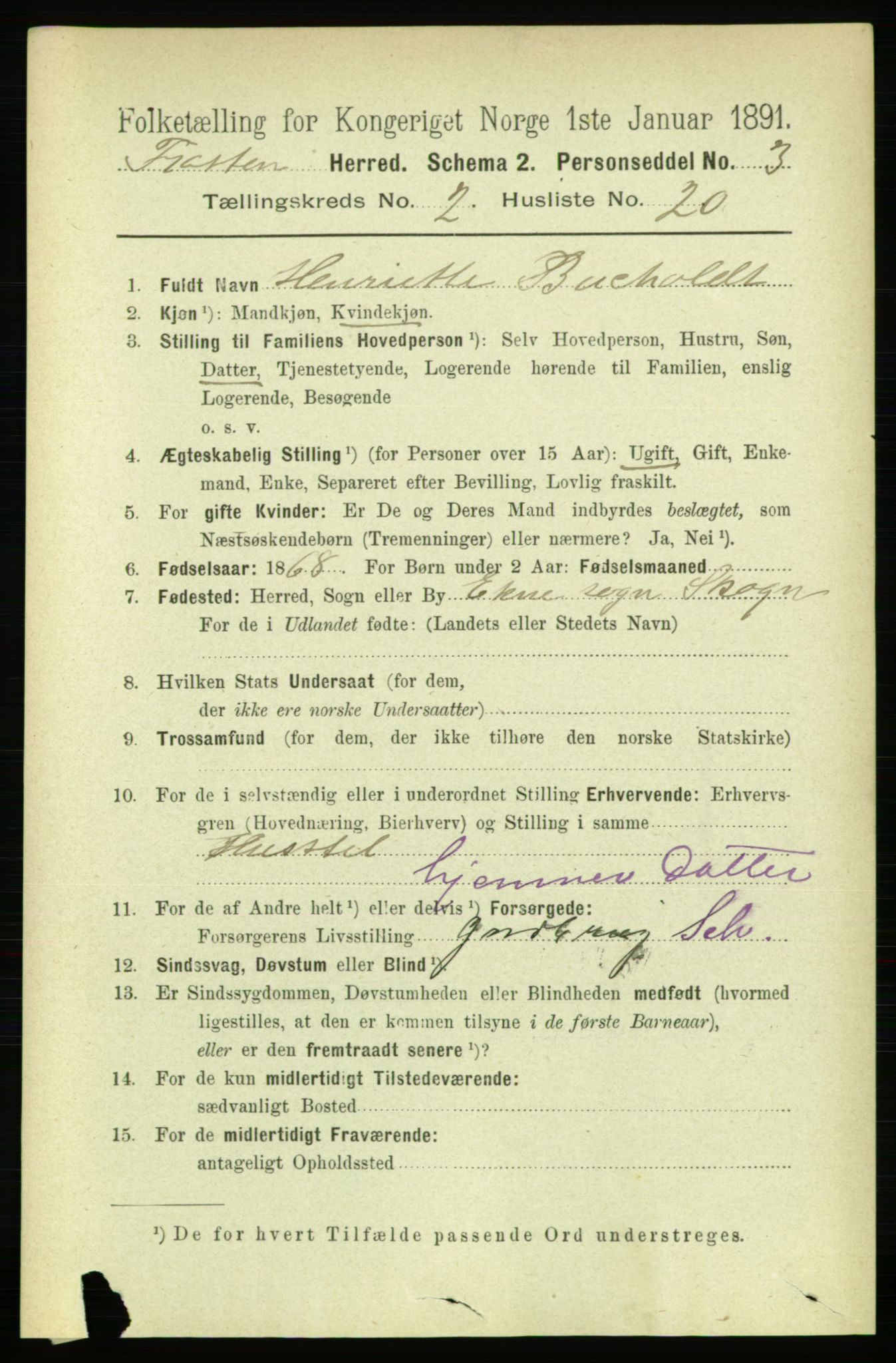 RA, 1891 census for 1717 Frosta, 1891, p. 1179