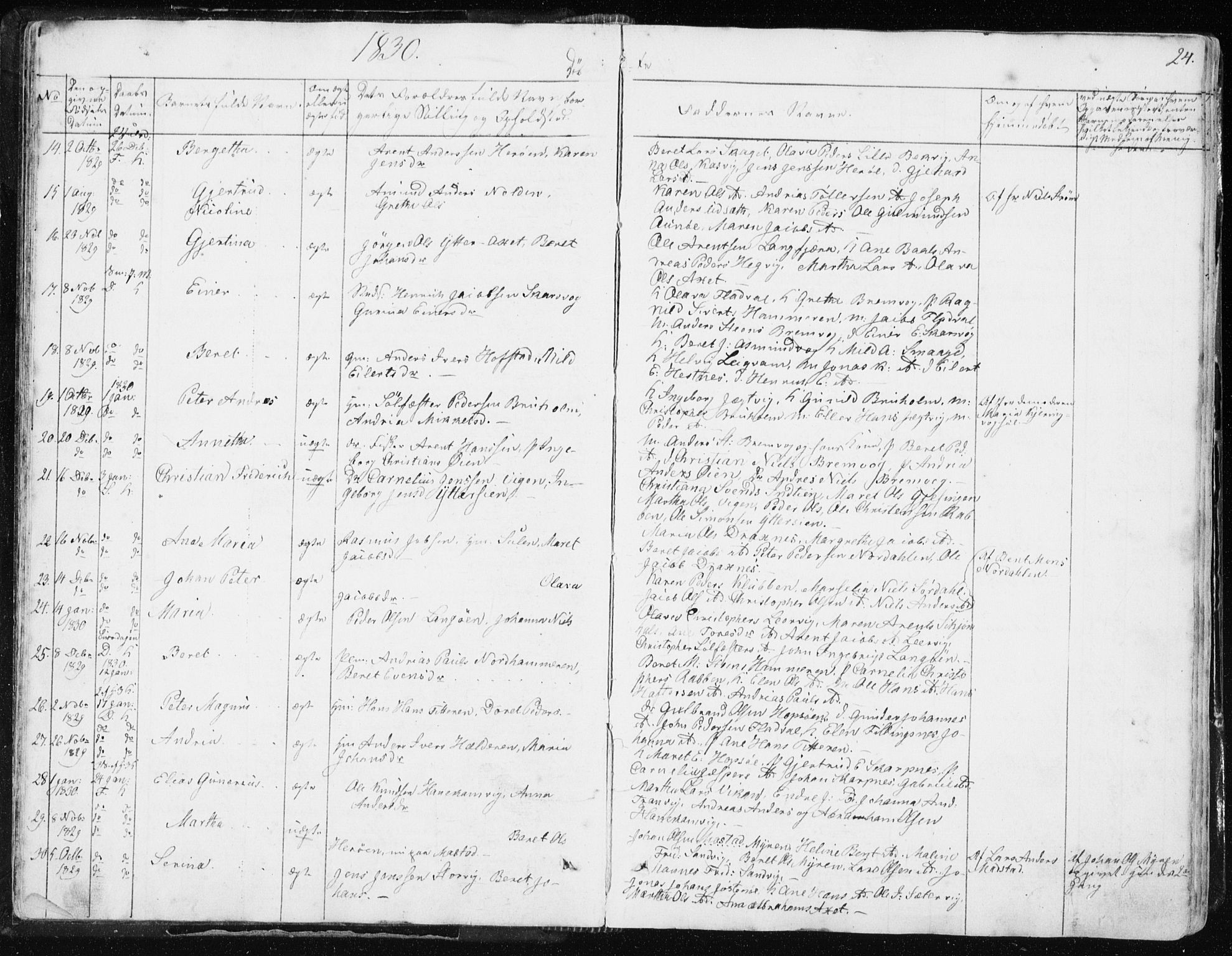 Ministerialprotokoller, klokkerbøker og fødselsregistre - Sør-Trøndelag, SAT/A-1456/634/L0528: Parish register (official) no. 634A04, 1827-1842, p. 24