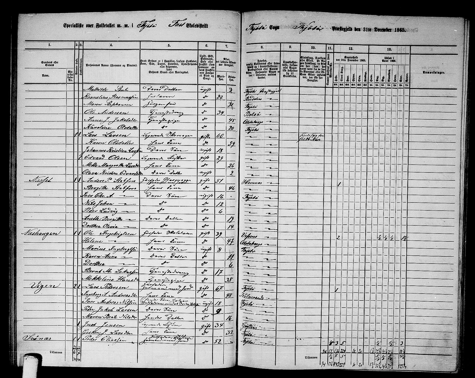 RA, 1865 census for Tjøtta, 1865, p. 60