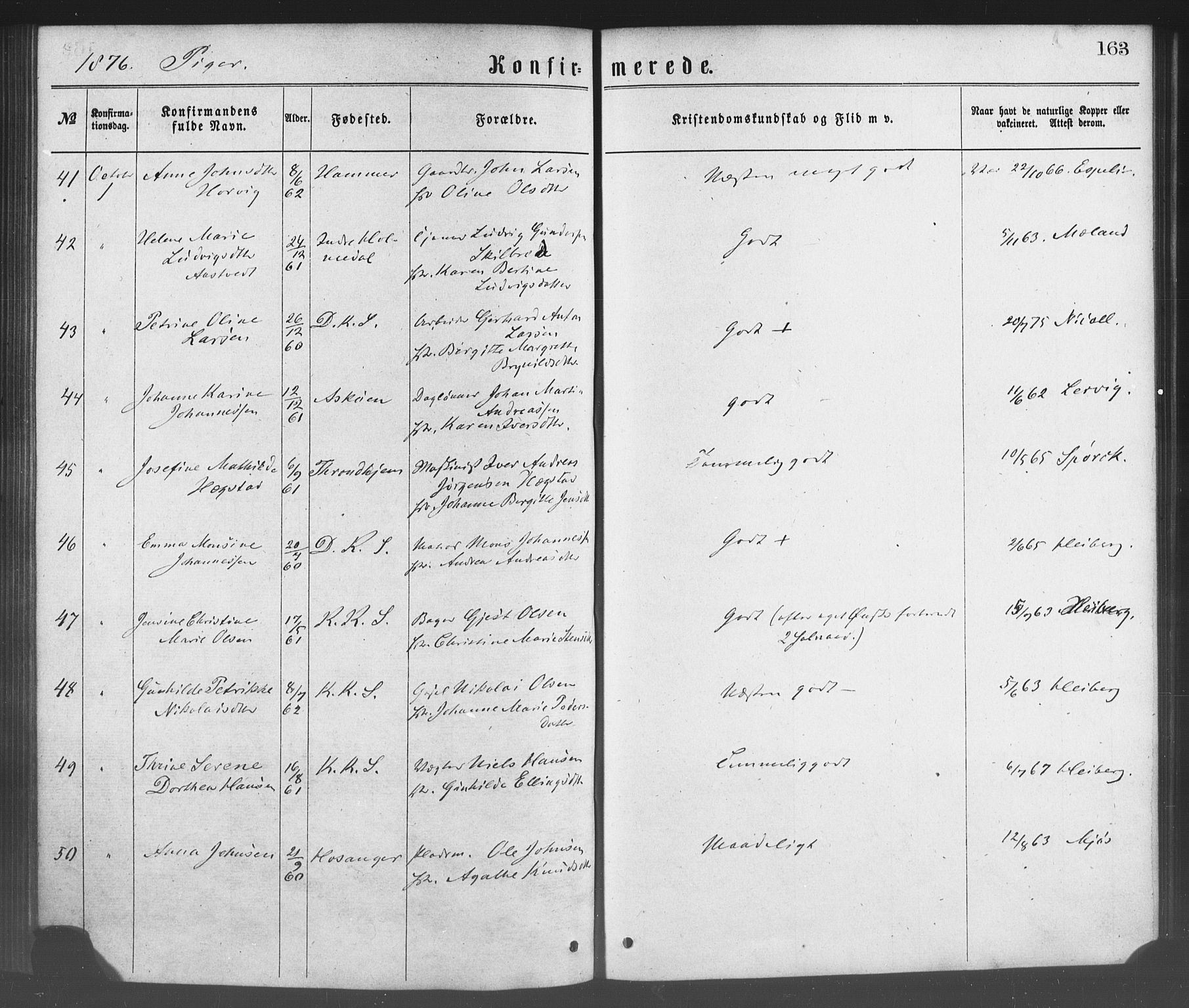 Korskirken sokneprestembete, AV/SAB-A-76101/H/Haa/L0028: Parish register (official) no. C 4, 1868-1879, p. 163