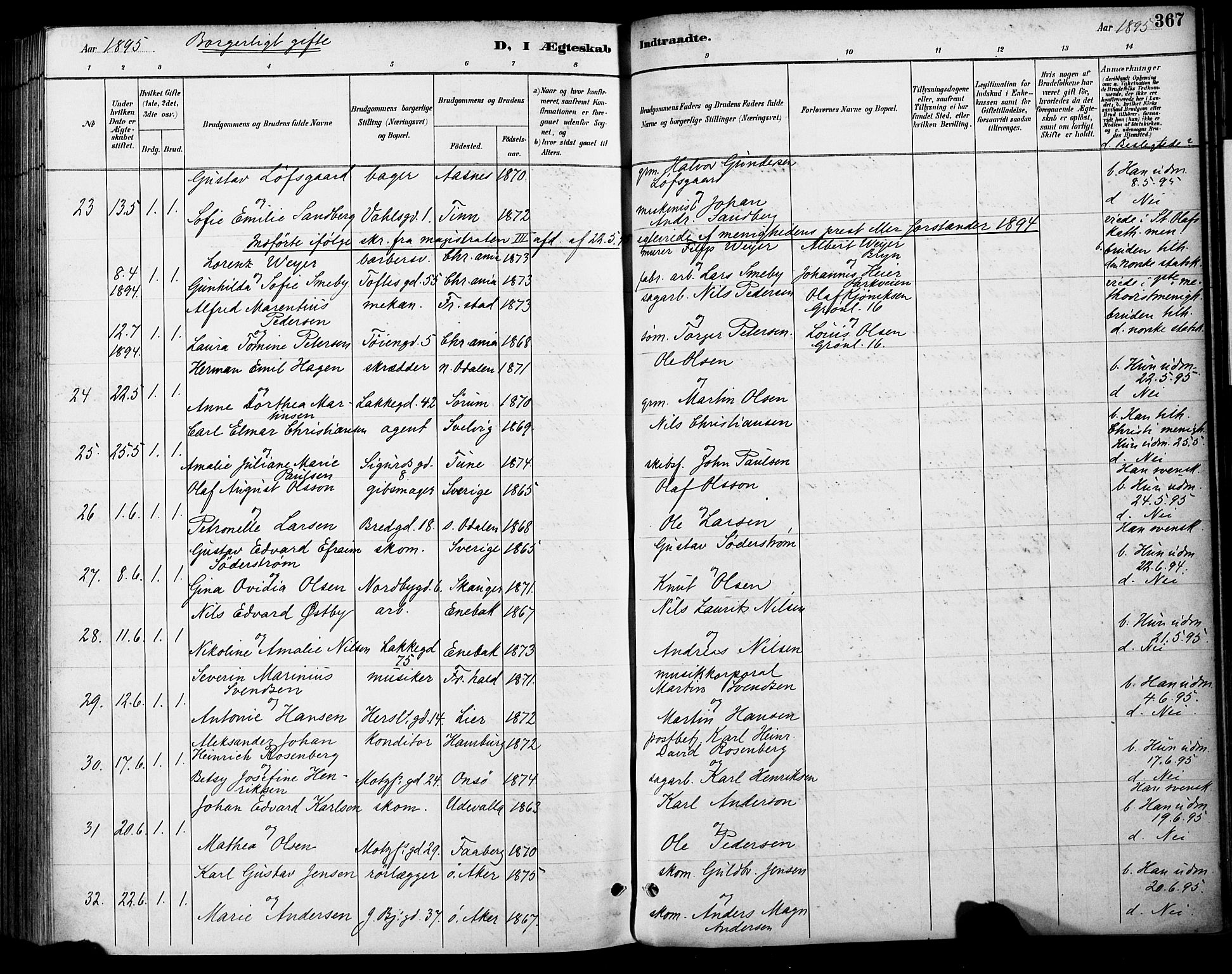 Grønland prestekontor Kirkebøker, AV/SAO-A-10848/F/Fa/L0013: Parish register (official) no. 13, 1887-1906, p. 367