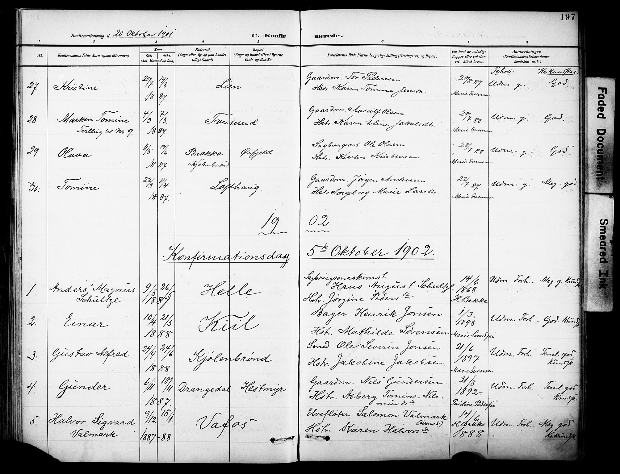 Sannidal kirkebøker, SAKO/A-296/F/Fa/L0016: Parish register (official) no. 16, 1895-1911, p. 197