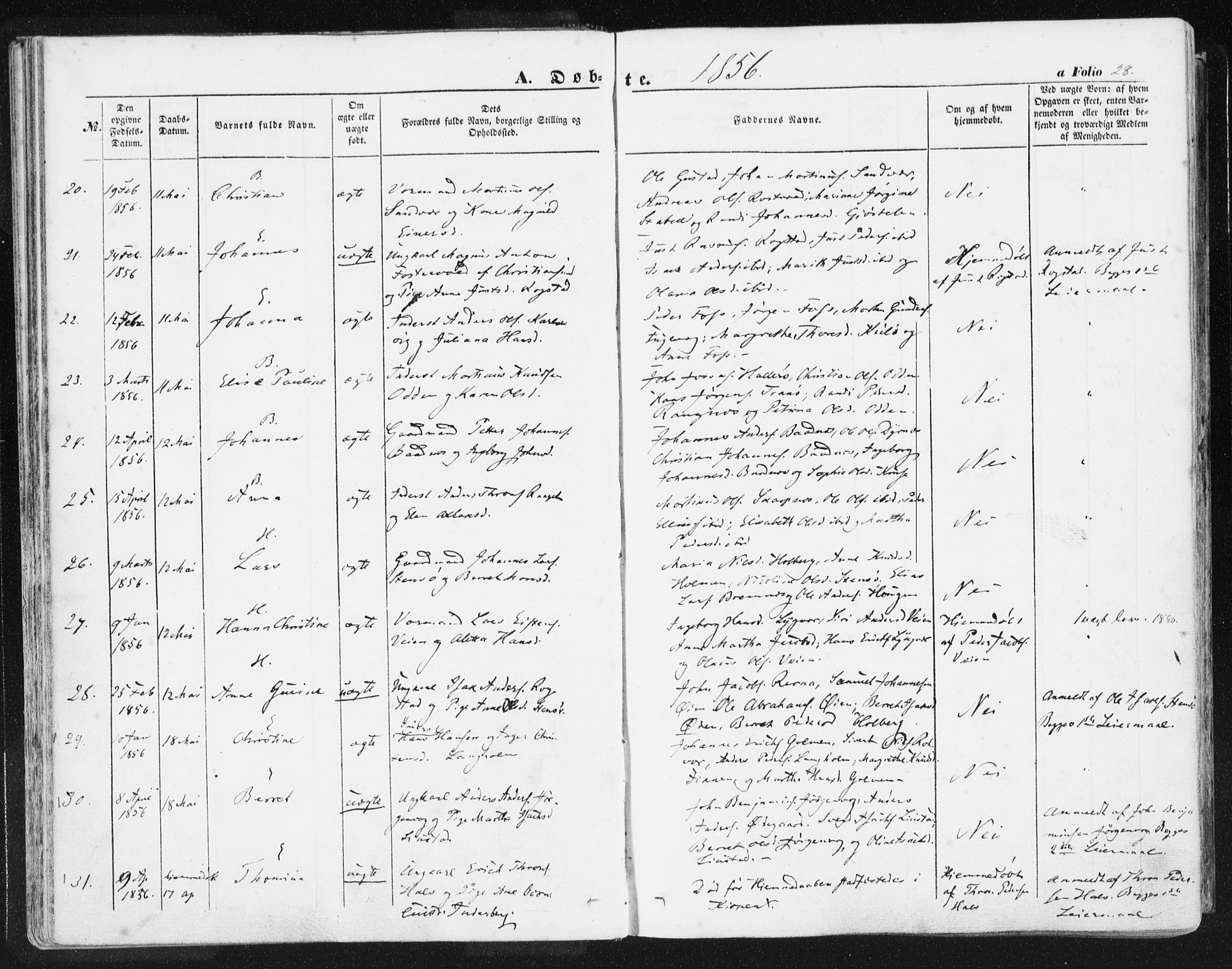 Ministerialprotokoller, klokkerbøker og fødselsregistre - Møre og Romsdal, AV/SAT-A-1454/581/L0937: Parish register (official) no. 581A05, 1853-1872, p. 28