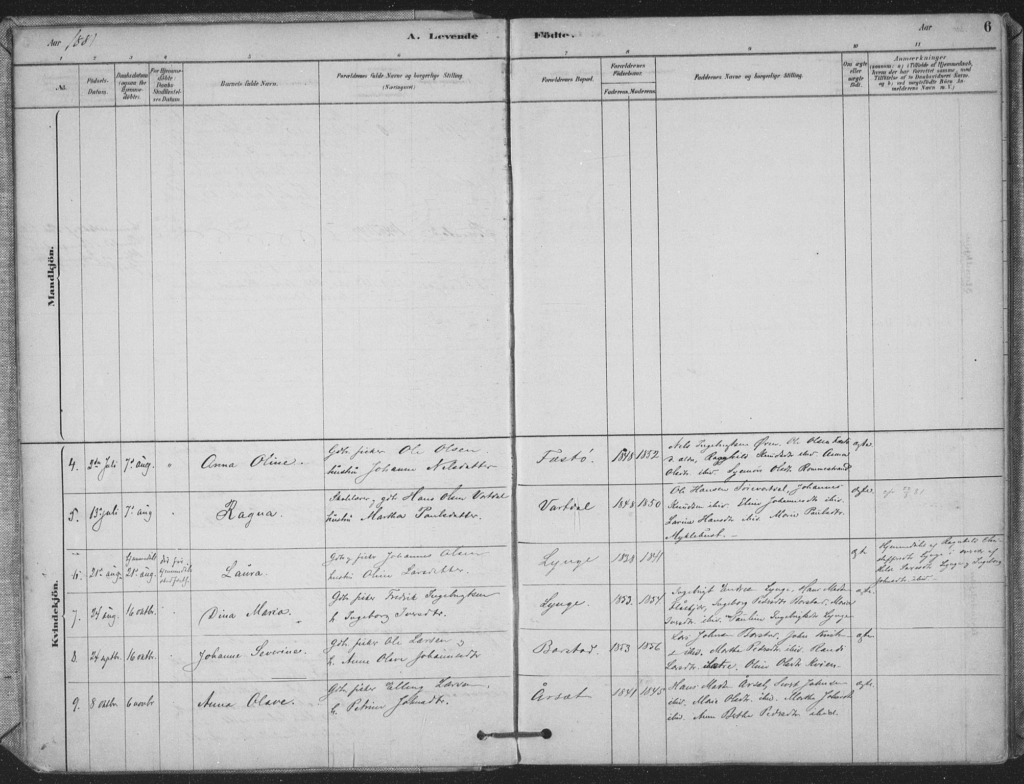 Ministerialprotokoller, klokkerbøker og fødselsregistre - Møre og Romsdal, AV/SAT-A-1454/514/L0199: Parish register (official) no. 514A01, 1878-1912, p. 6