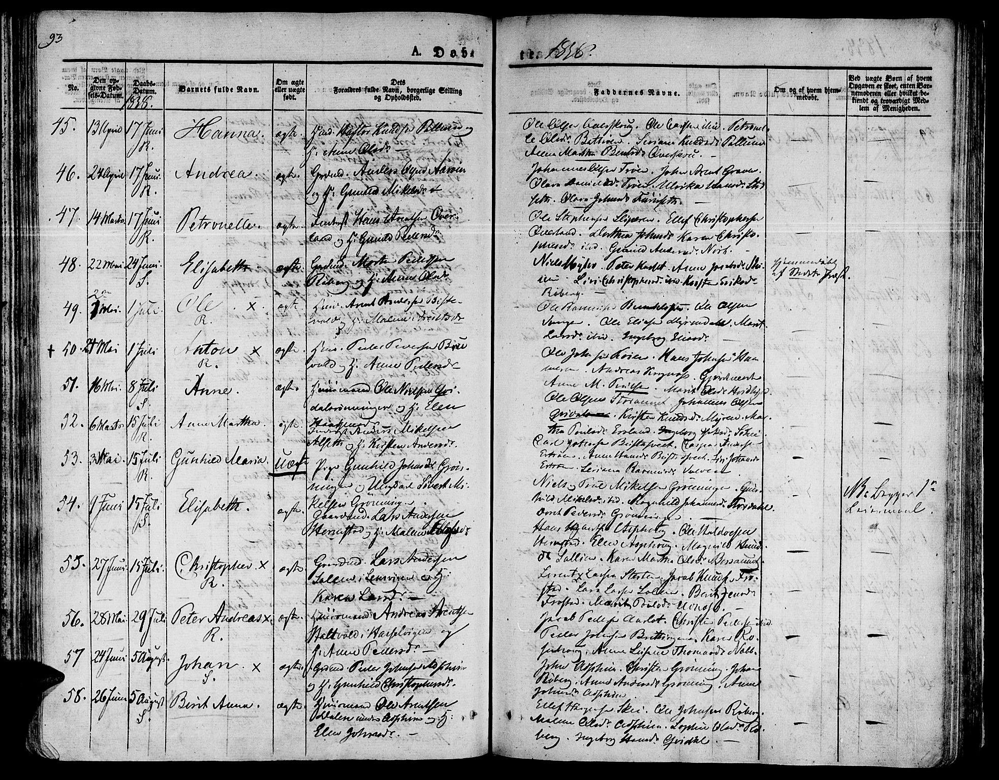 Ministerialprotokoller, klokkerbøker og fødselsregistre - Sør-Trøndelag, AV/SAT-A-1456/646/L0609: Parish register (official) no. 646A07, 1826-1838, p. 93