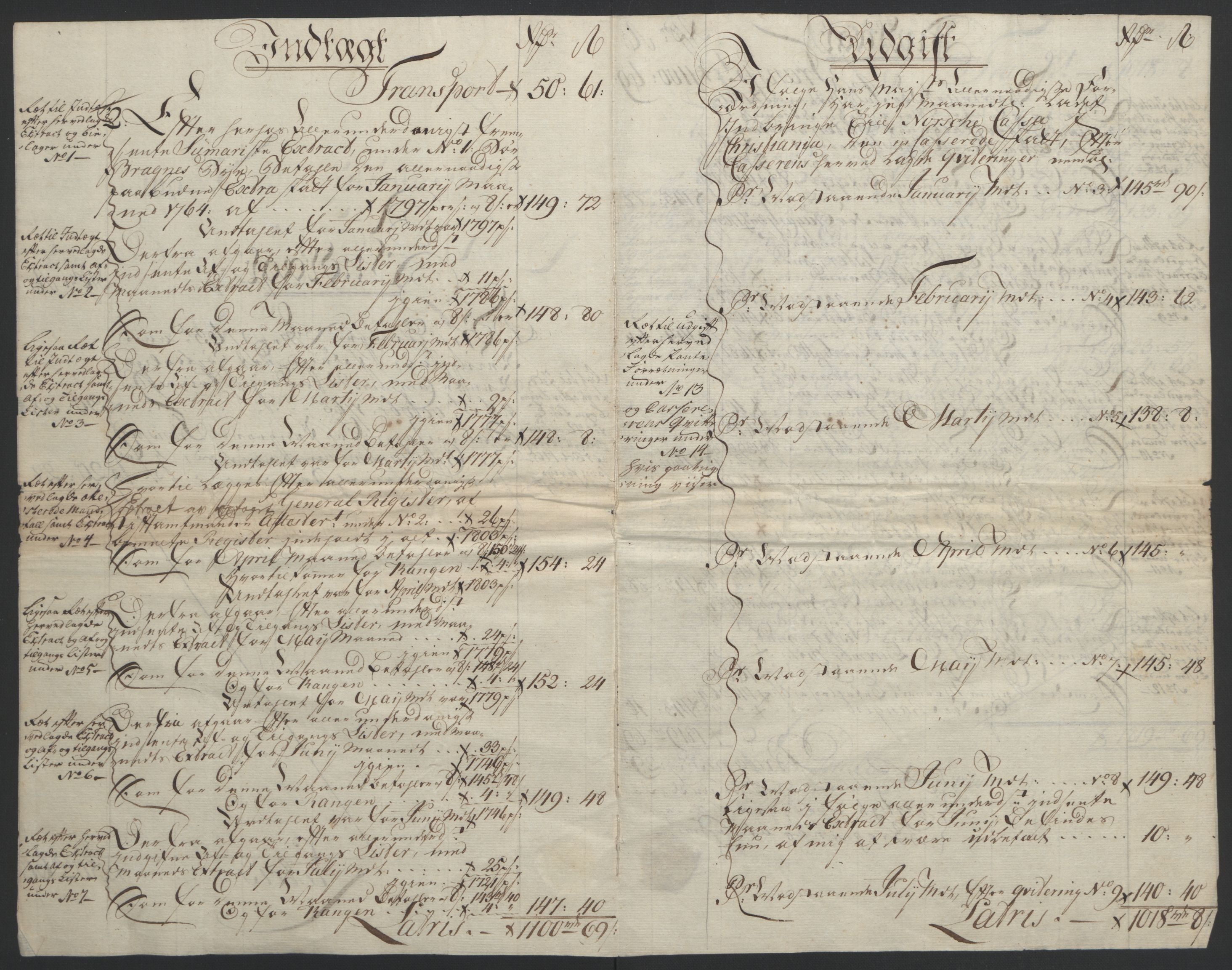 Rentekammeret inntil 1814, Reviderte regnskaper, Byregnskaper, AV/RA-EA-4066/R/Rf/L0119/0001: [F2] Kontribusjonsregnskap / Ekstraskatt, 1762-1767, p. 152