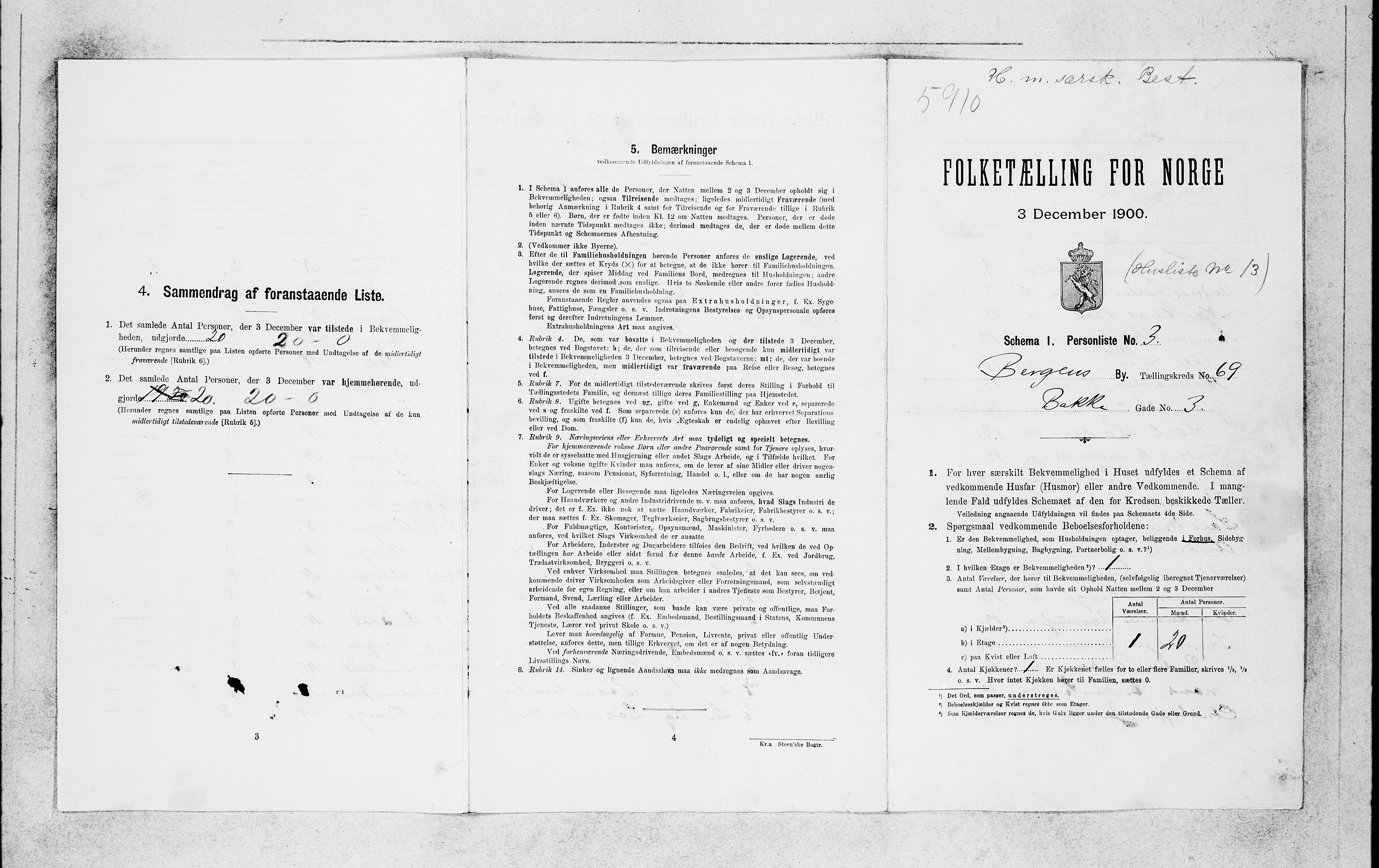 SAB, 1900 census for Bergen, 1900, p. 14055