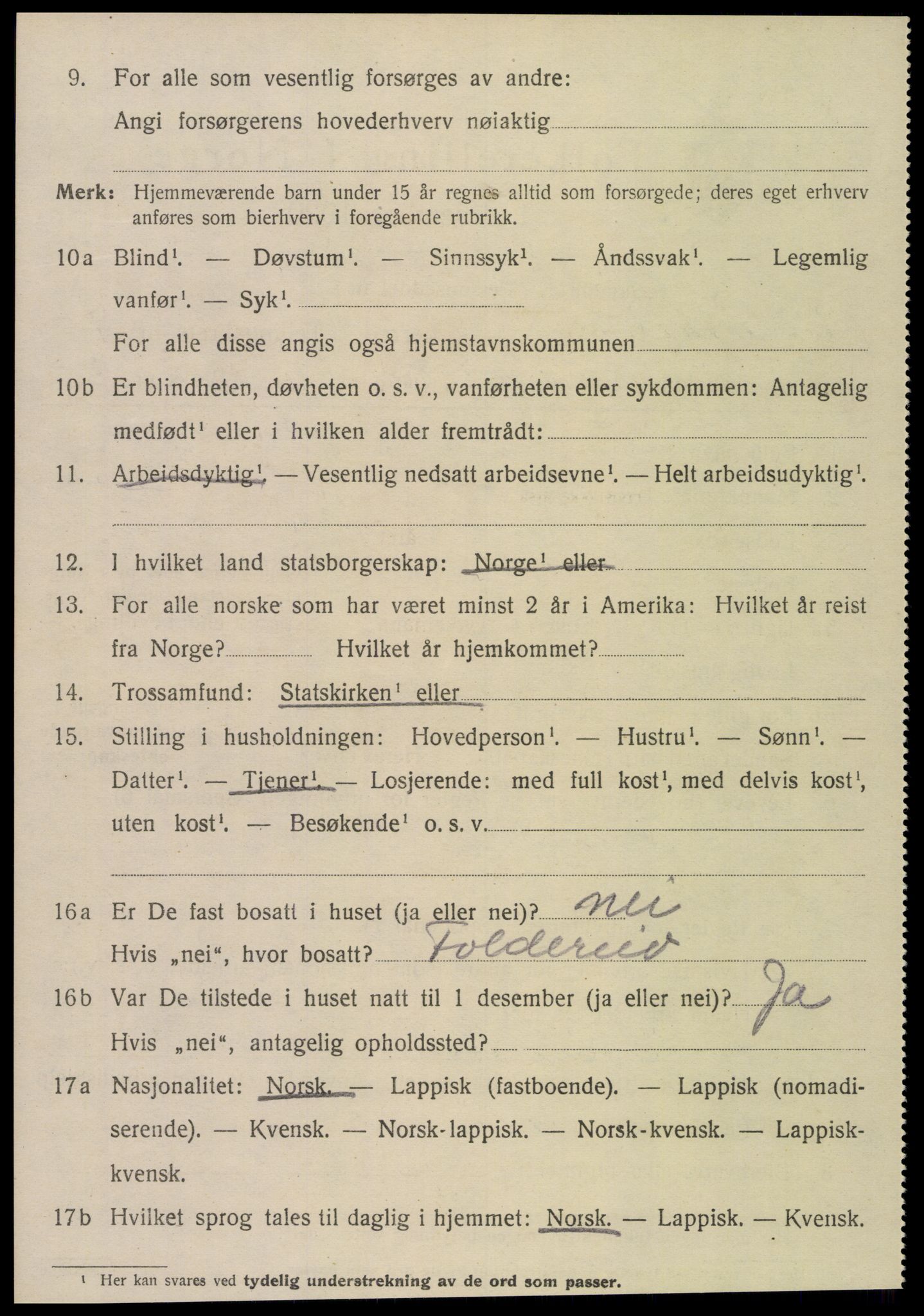 SAT, 1920 census for Kolvereid, 1920, p. 4742