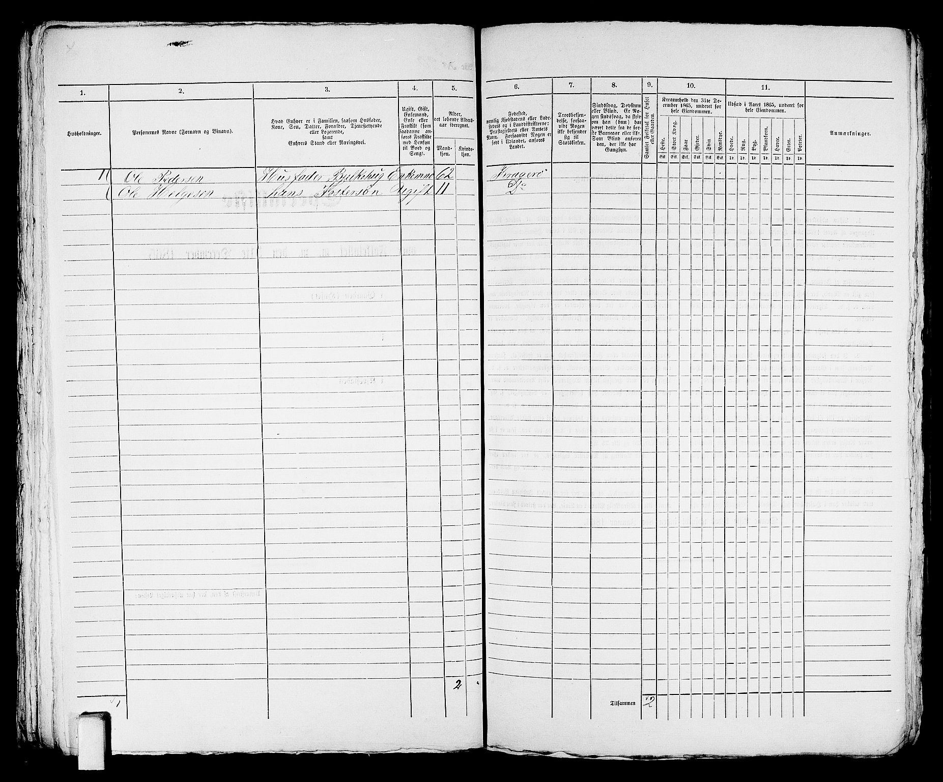 RA, 1865 census for Kragerø/Kragerø, 1865, p. 50