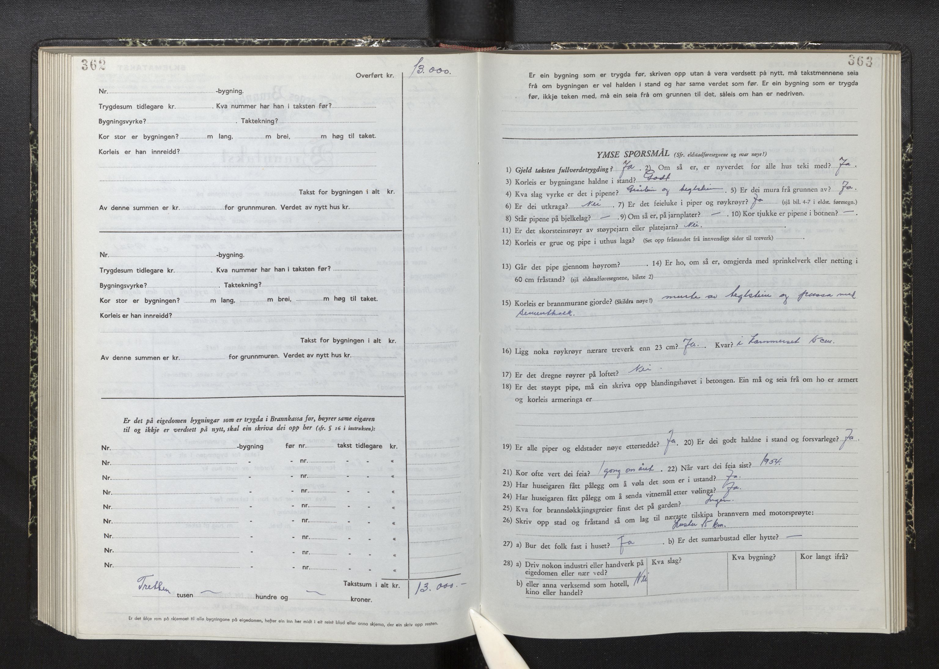 Lensmannen i Luster, AV/SAB-A-29301/0012/L0008: Branntakstprotokoll, skjematakst, 1949-1955, p. 362-363