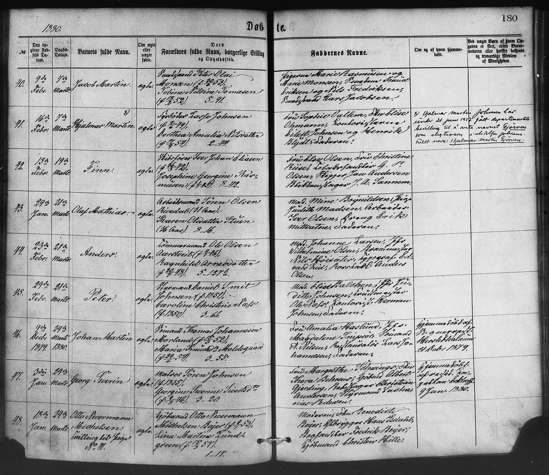Nykirken Sokneprestembete, SAB/A-77101/H/Haa/L0016: Parish register (official) no. B 3, 1870-1884, p. 180