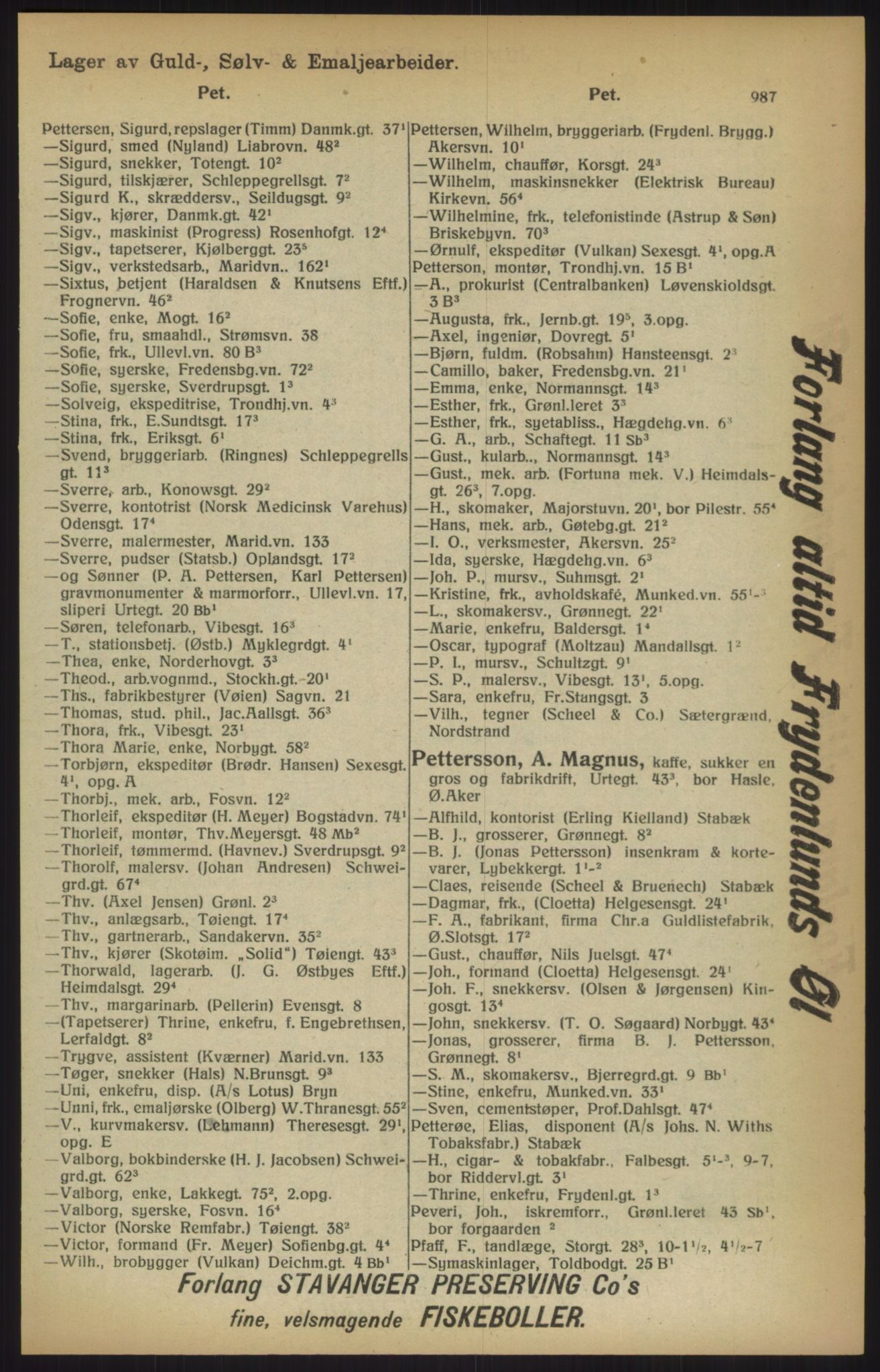 Kristiania/Oslo adressebok, PUBL/-, 1915, p. 987