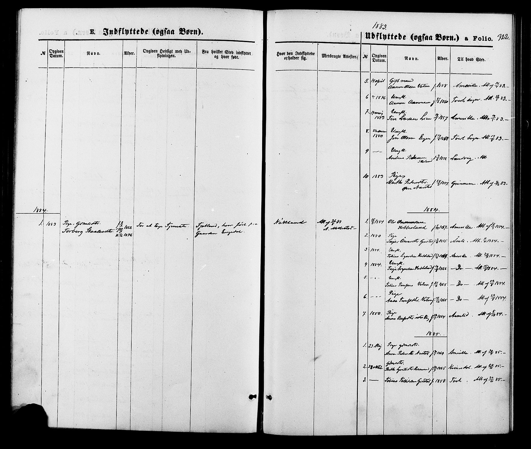 Hægebostad sokneprestkontor, SAK/1111-0024/F/Fa/Fab/L0003: Parish register (official) no. A 3, 1872-1886, p. 322