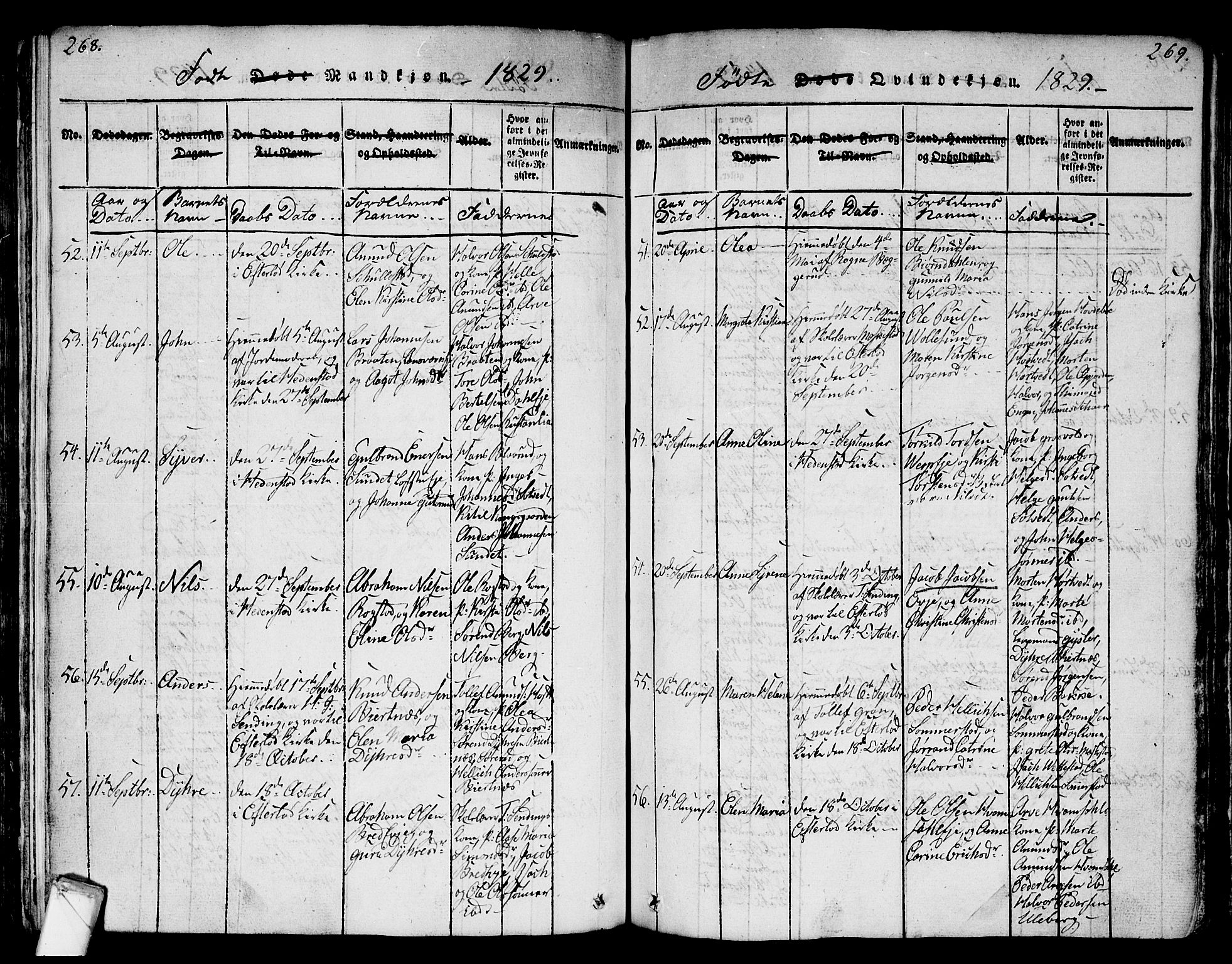 Sandsvær kirkebøker, AV/SAKO-A-244/G/Ga/L0003: Parish register (copy) no. I 3, 1817-1839, p. 268-269