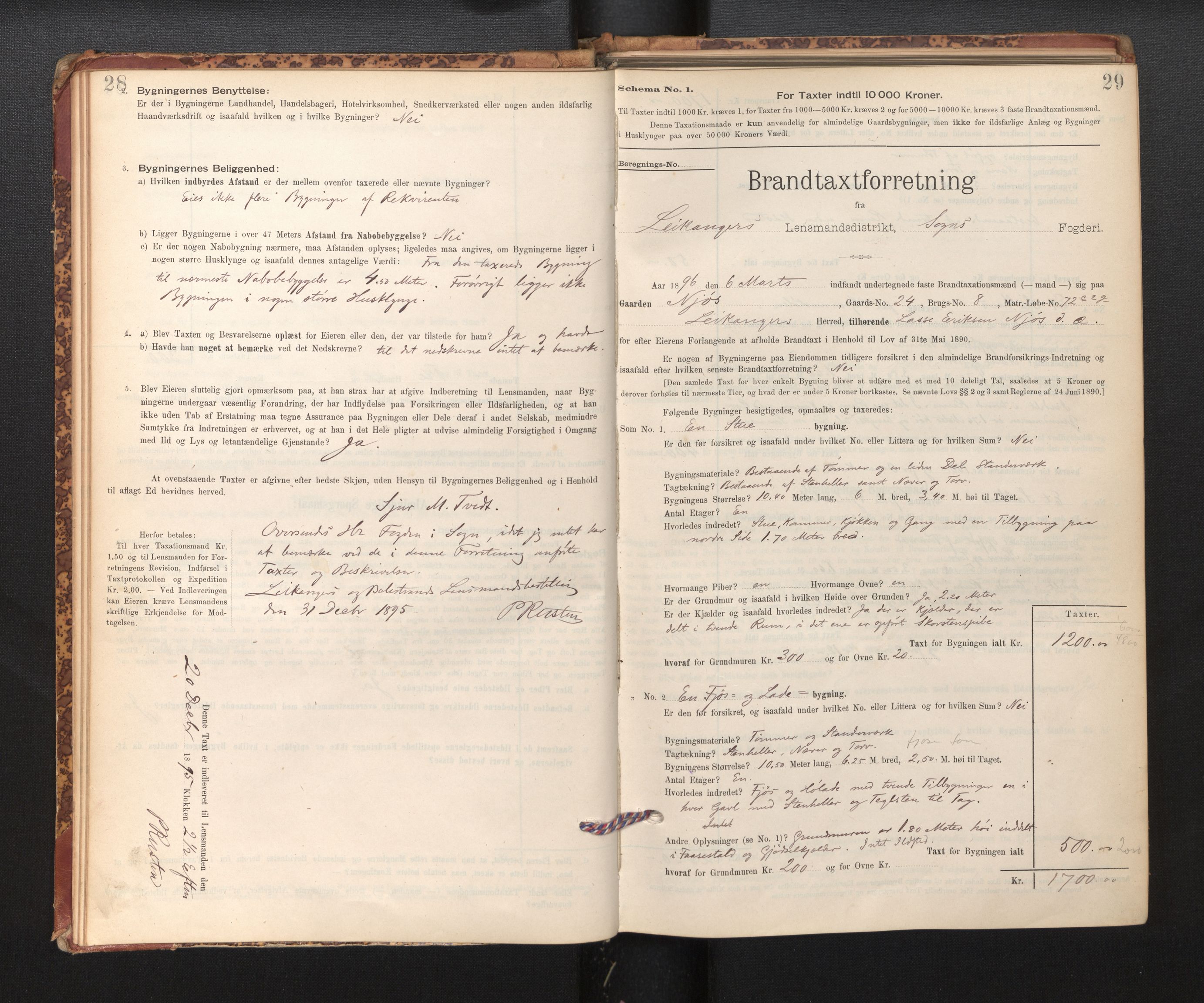 Lensmannen i Leikanger, SAB/A-29201/0012/L0004: Branntakstprotokoll, skjematakst, 1894-1903, p. 28-29