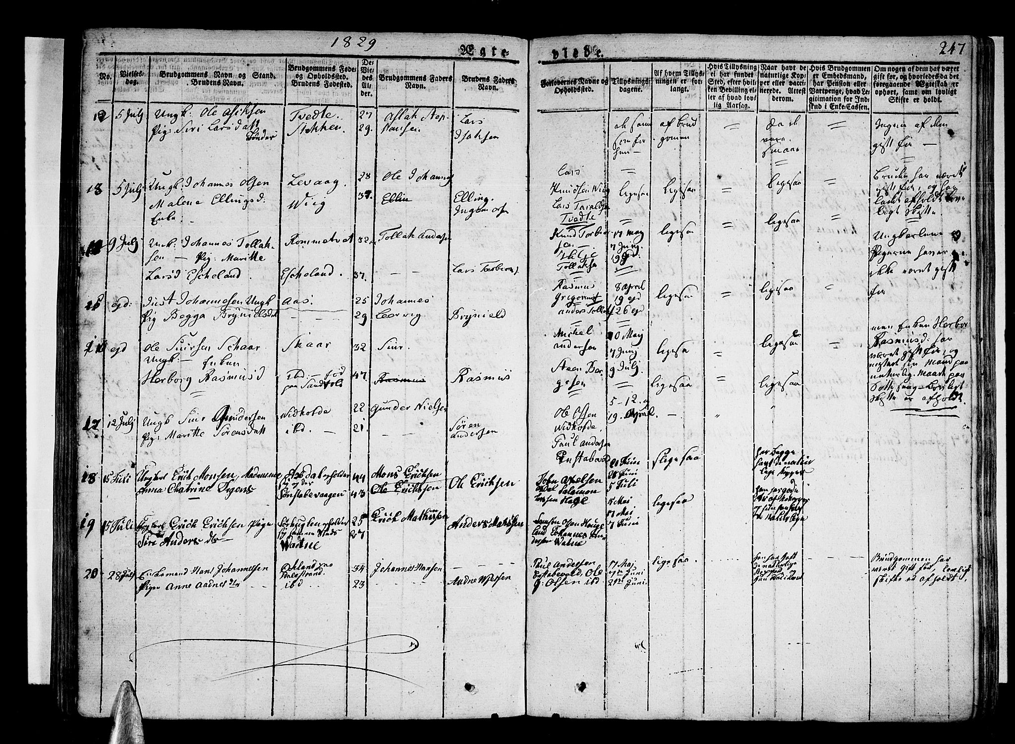 Stord sokneprestembete, SAB/A-78201/H/Haa: Parish register (official) no. A 6, 1826-1840, p. 247