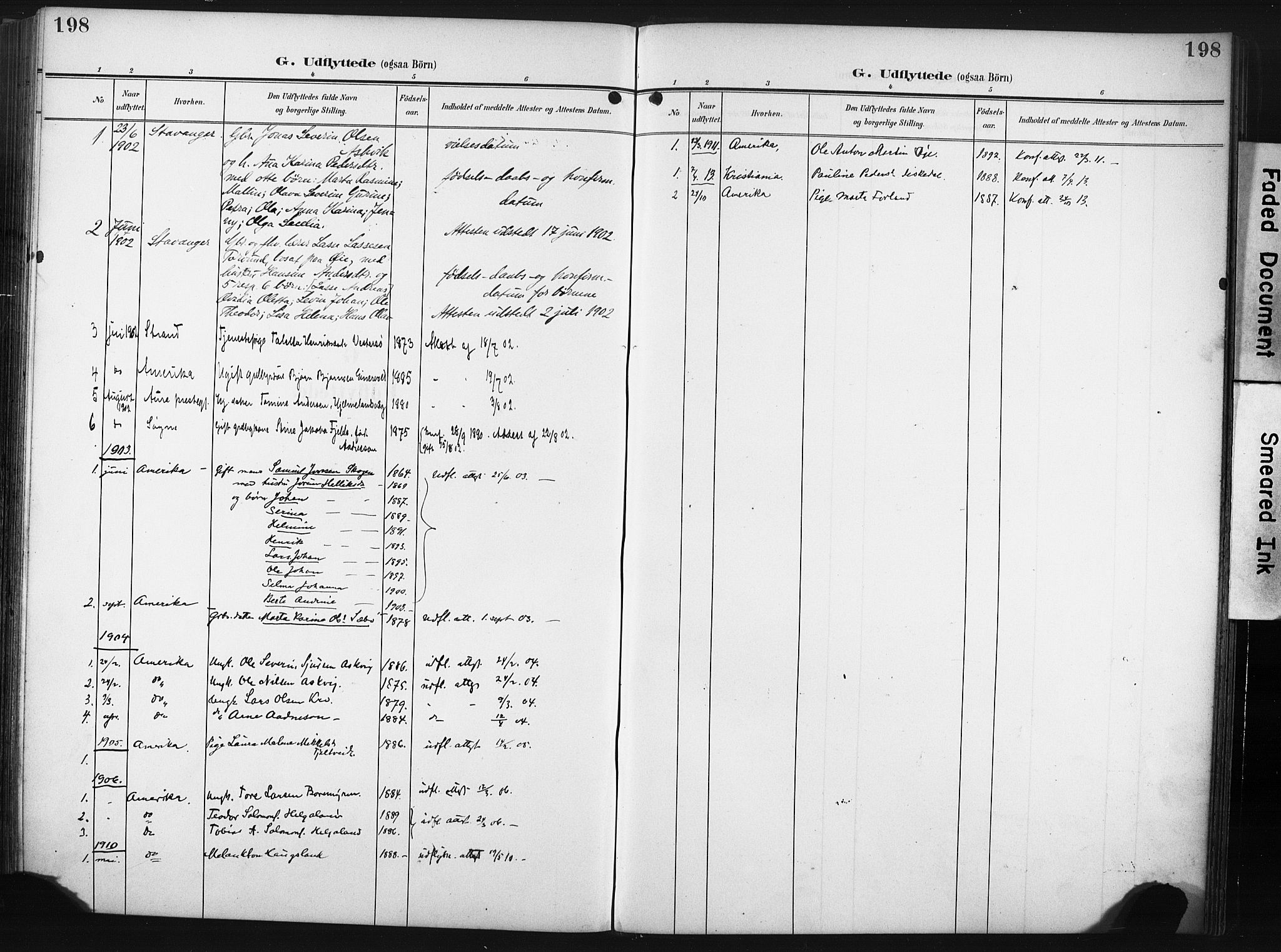 Hjelmeland sokneprestkontor, AV/SAST-A-101843/02/A/L0002: Parish register (official) no. A 17, 1901-1916, p. 198