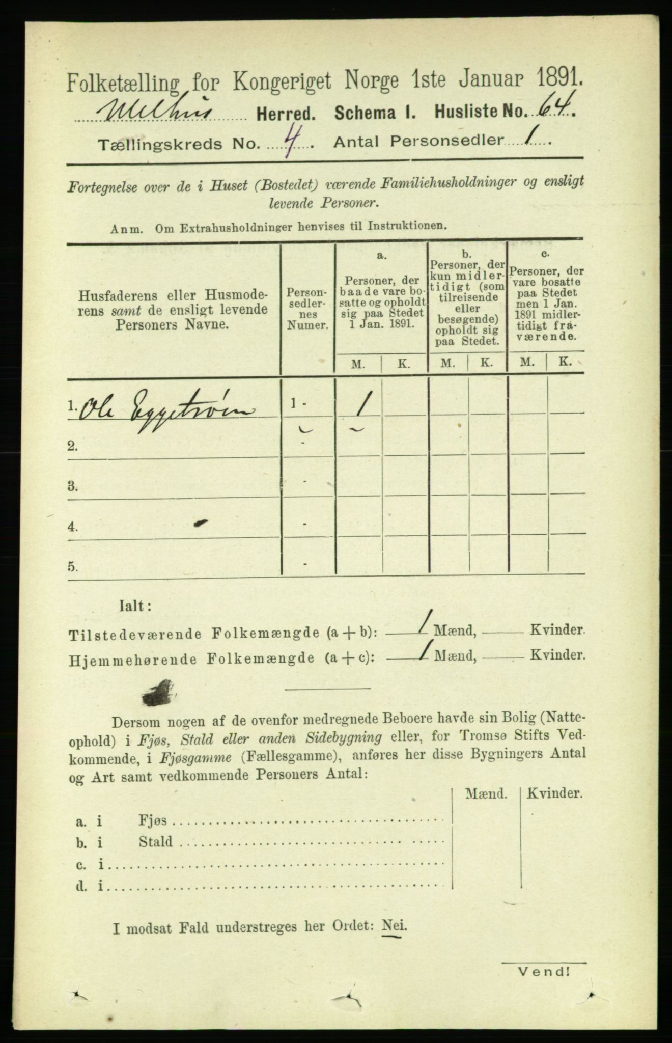 RA, 1891 census for 1653 Melhus, 1891, p. 1965