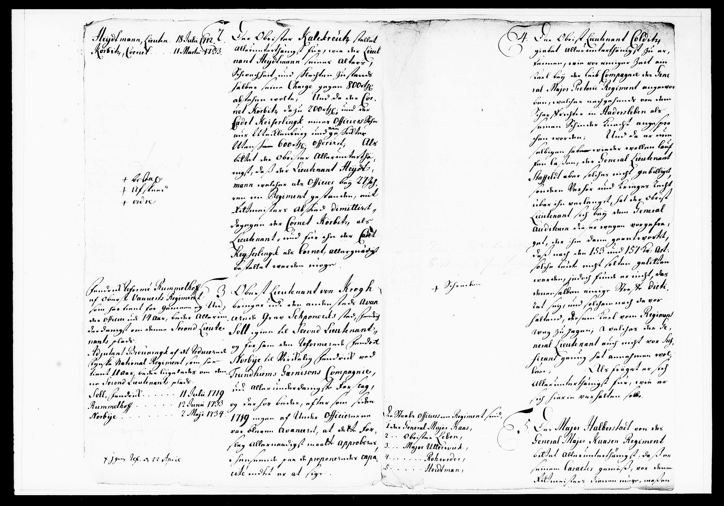 Krigskollegiet, Krigskancelliet, DRA/A-0006/-/1122-1129: Refererede sager, 1735, p. 157