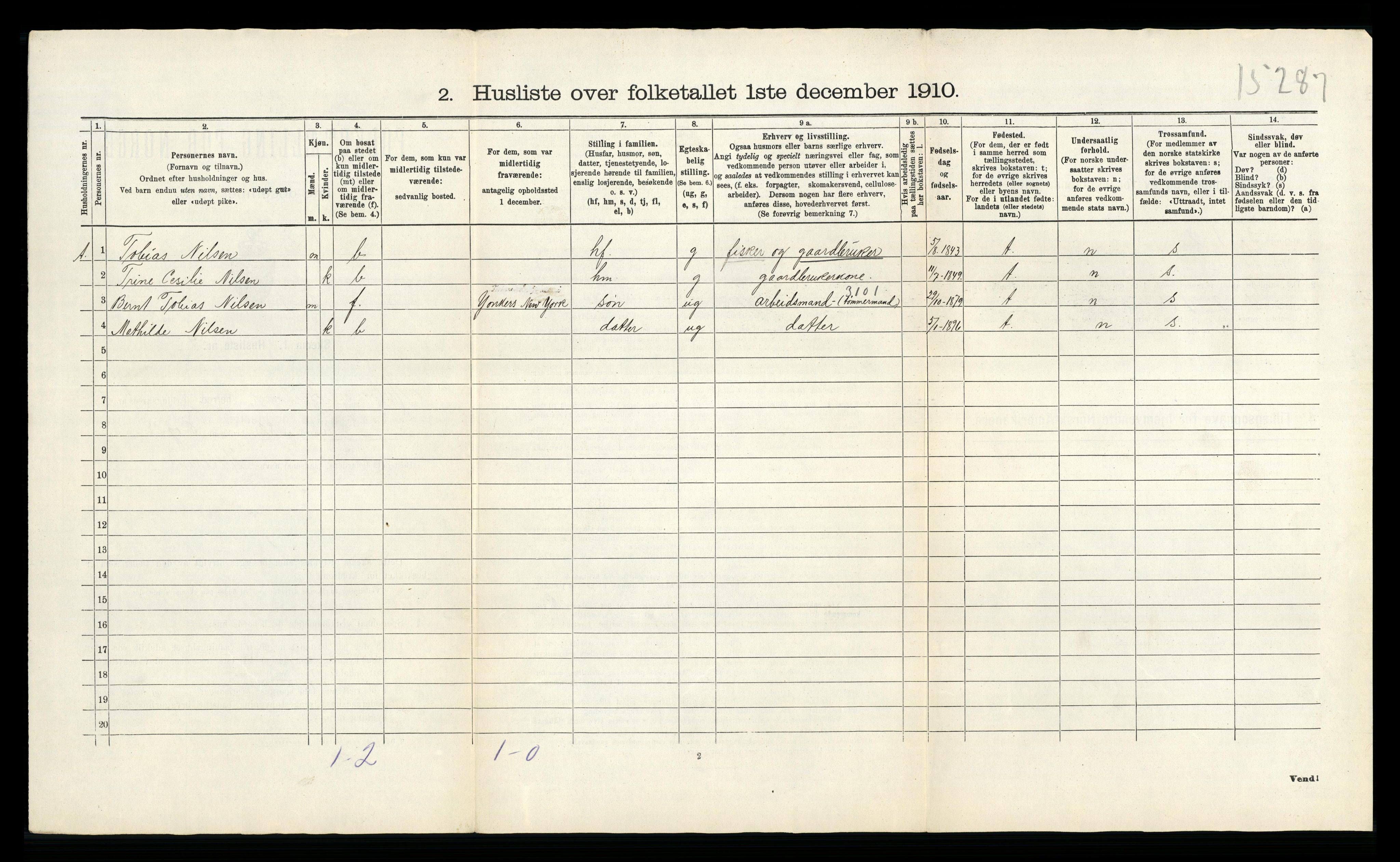 RA, 1910 census for Halse og Harkmark, 1910, p. 61