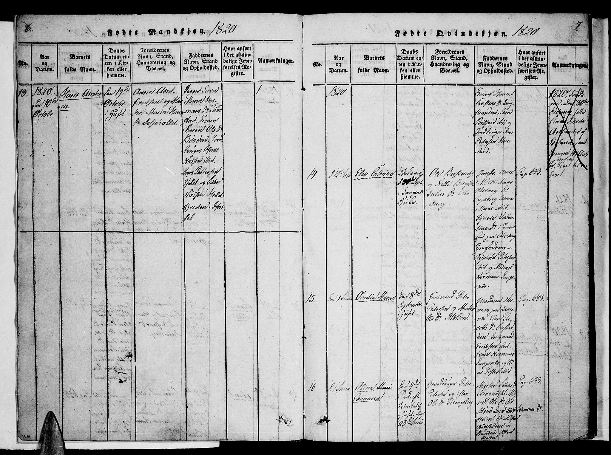 Ministerialprotokoller, klokkerbøker og fødselsregistre - Nordland, AV/SAT-A-1459/893/L1331: Parish register (official) no. 893A04, 1820-1840, p. 6-7