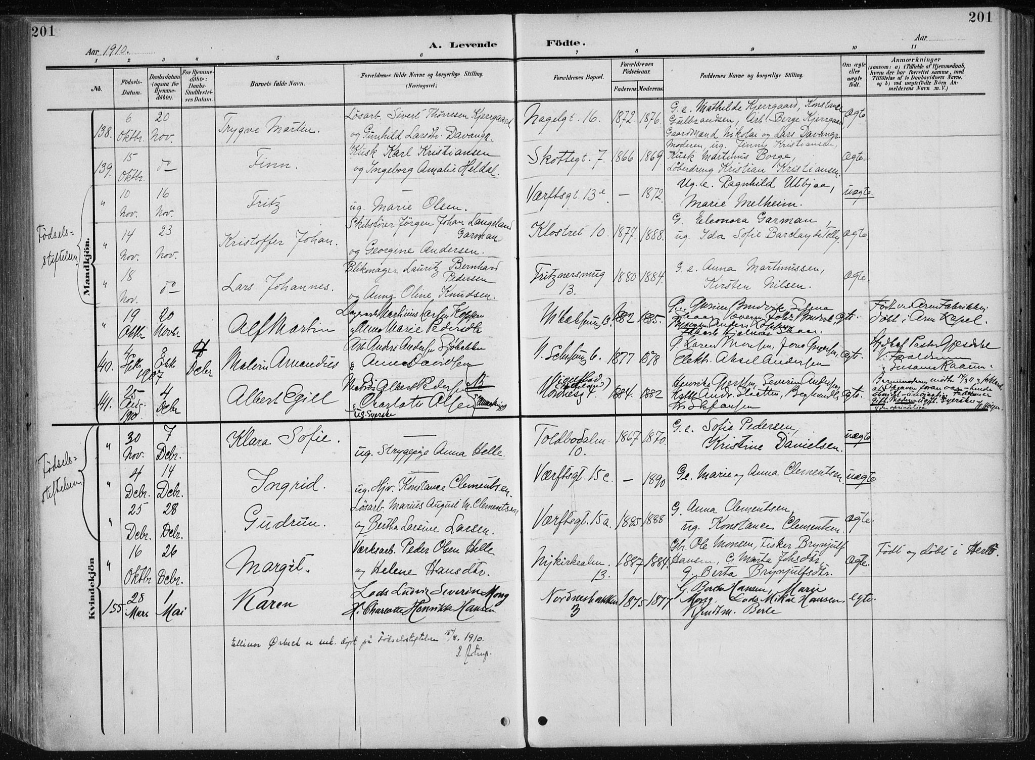 Nykirken Sokneprestembete, AV/SAB-A-77101/H/Haa/L0019: Parish register (official) no. B 7, 1904-1916, p. 201