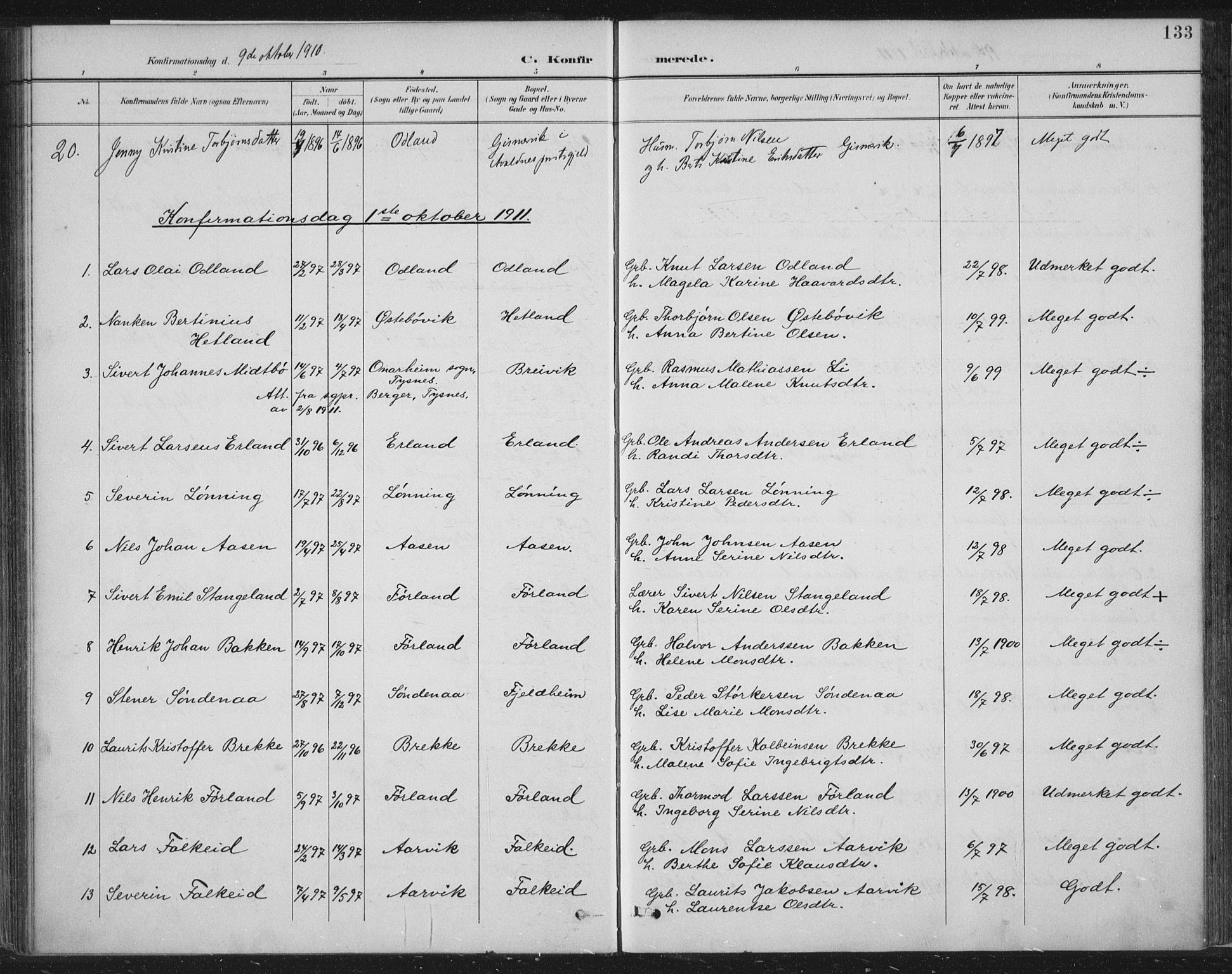 Tysvær sokneprestkontor, SAST/A -101864/H/Ha/Haa/L0008: Parish register (official) no. A 8, 1897-1918, p. 133