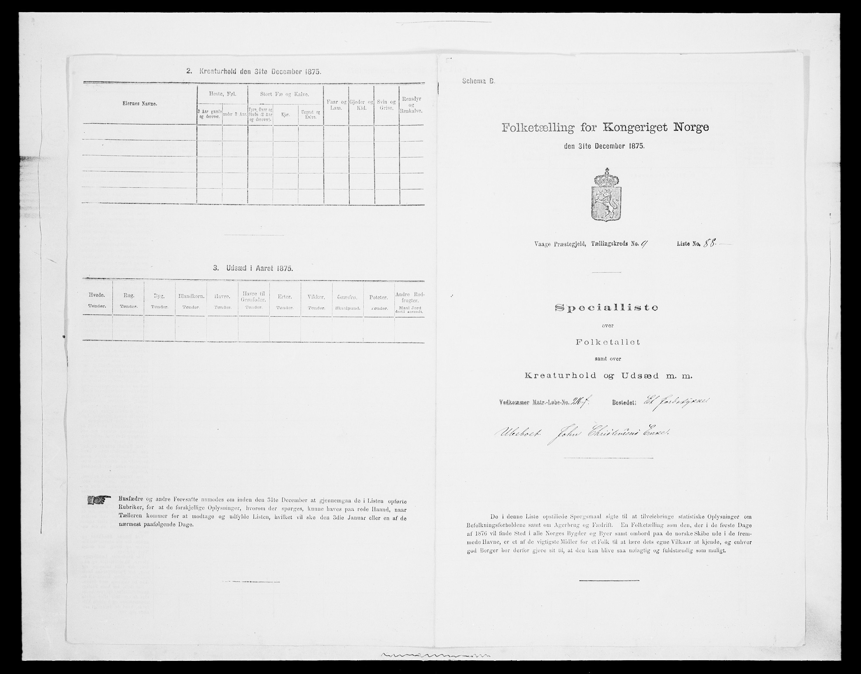 SAH, 1875 census for 0515P Vågå, 1875, p. 1699