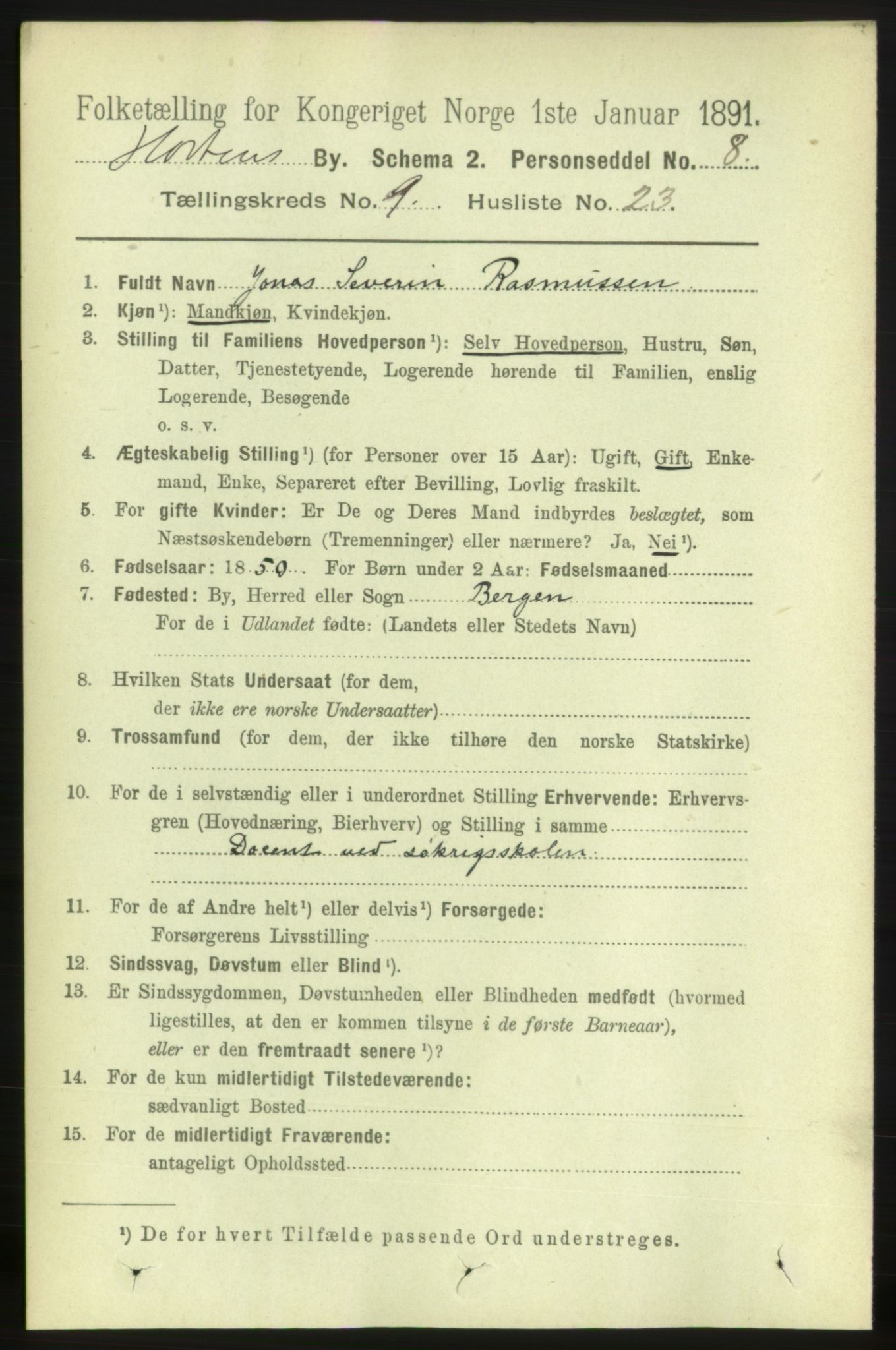 RA, 1891 census for 0703 Horten, 1891, p. 5770