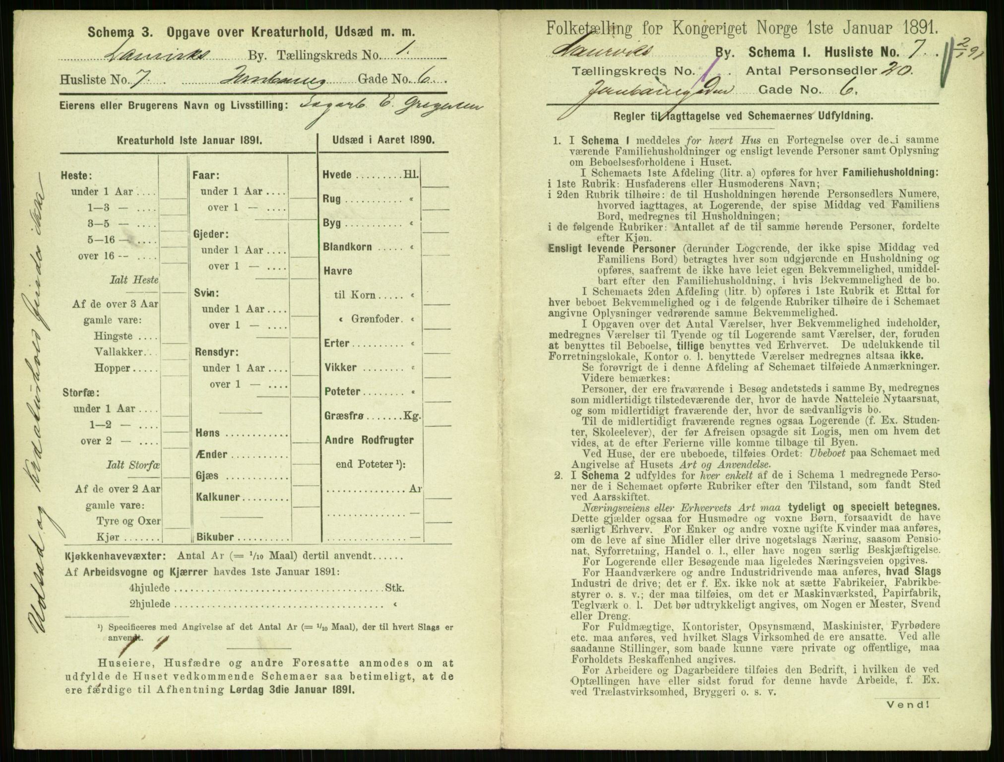 RA, 1891 census for 0707 Larvik, 1891, p. 57