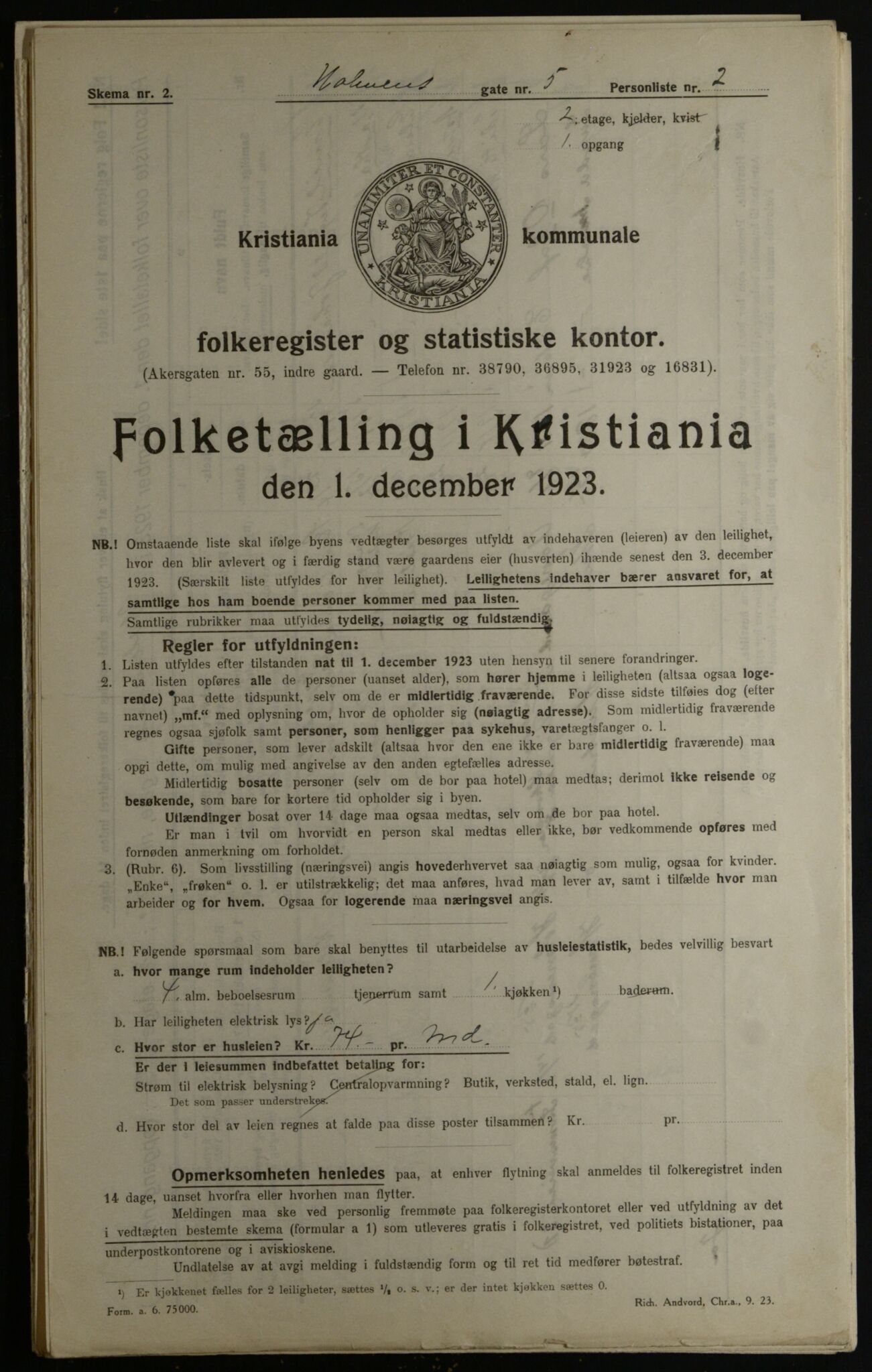 OBA, Municipal Census 1923 for Kristiania, 1923, p. 45655